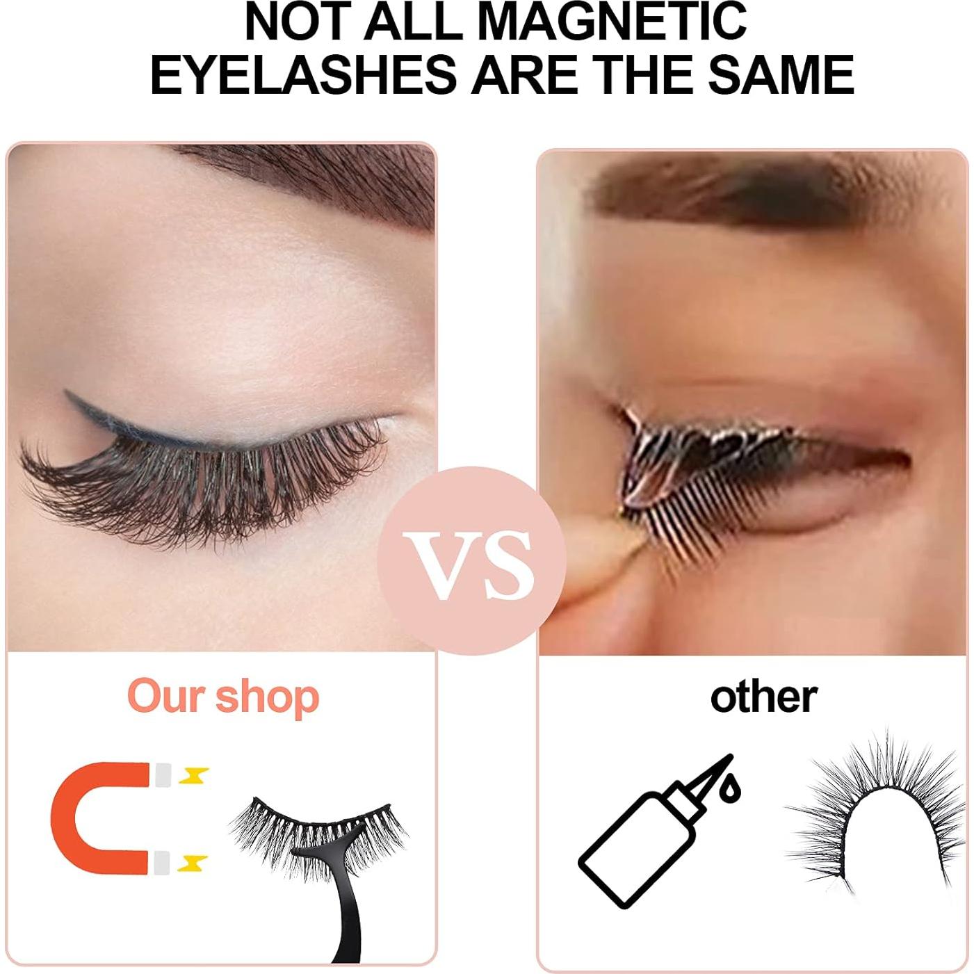 Kit de Pestañas Magnéticas 3D BILEYCHA - 10 Pares con Delineador