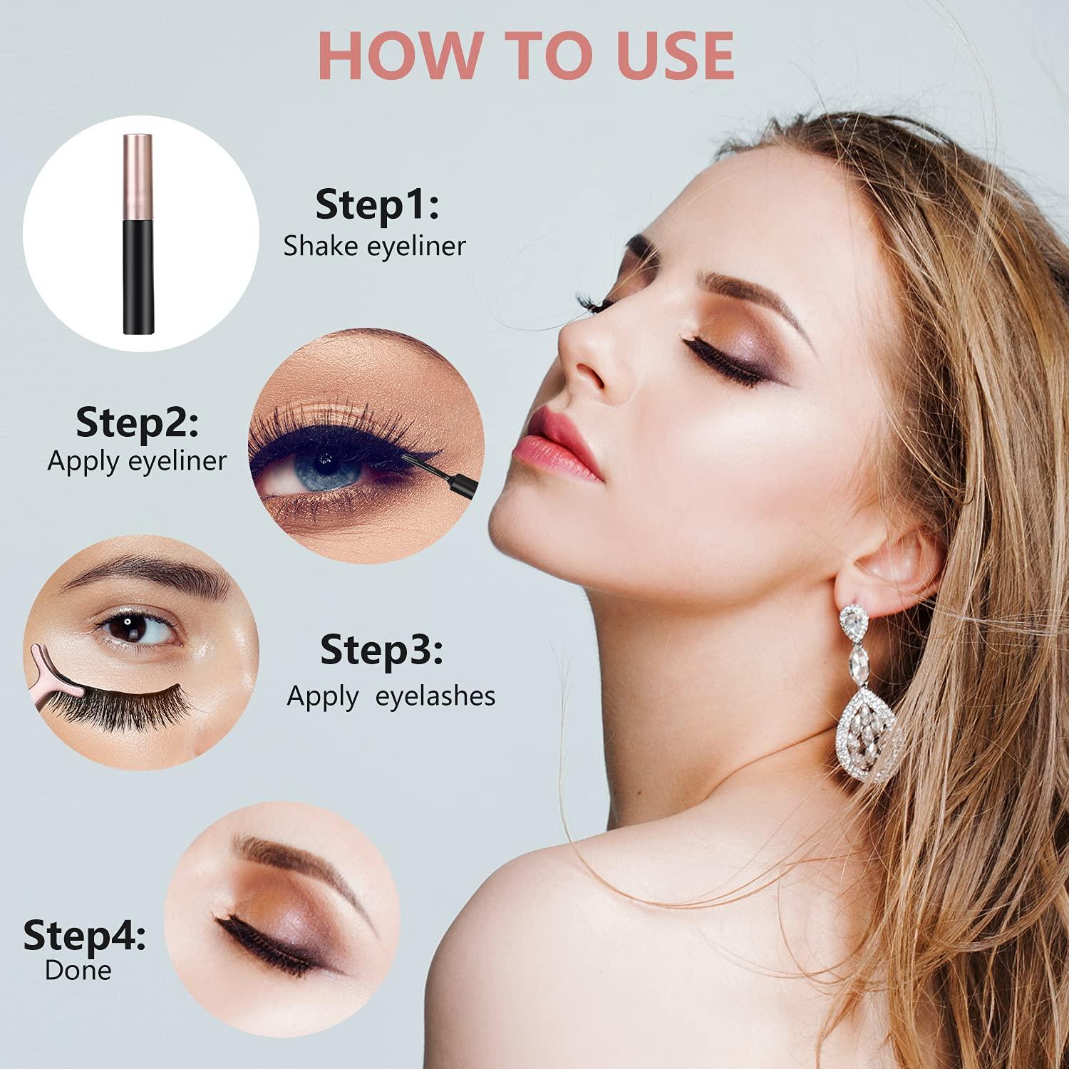 Kit de Pestañas Magnéticas 3D BILEYCHA - 10 Pares con Delineador