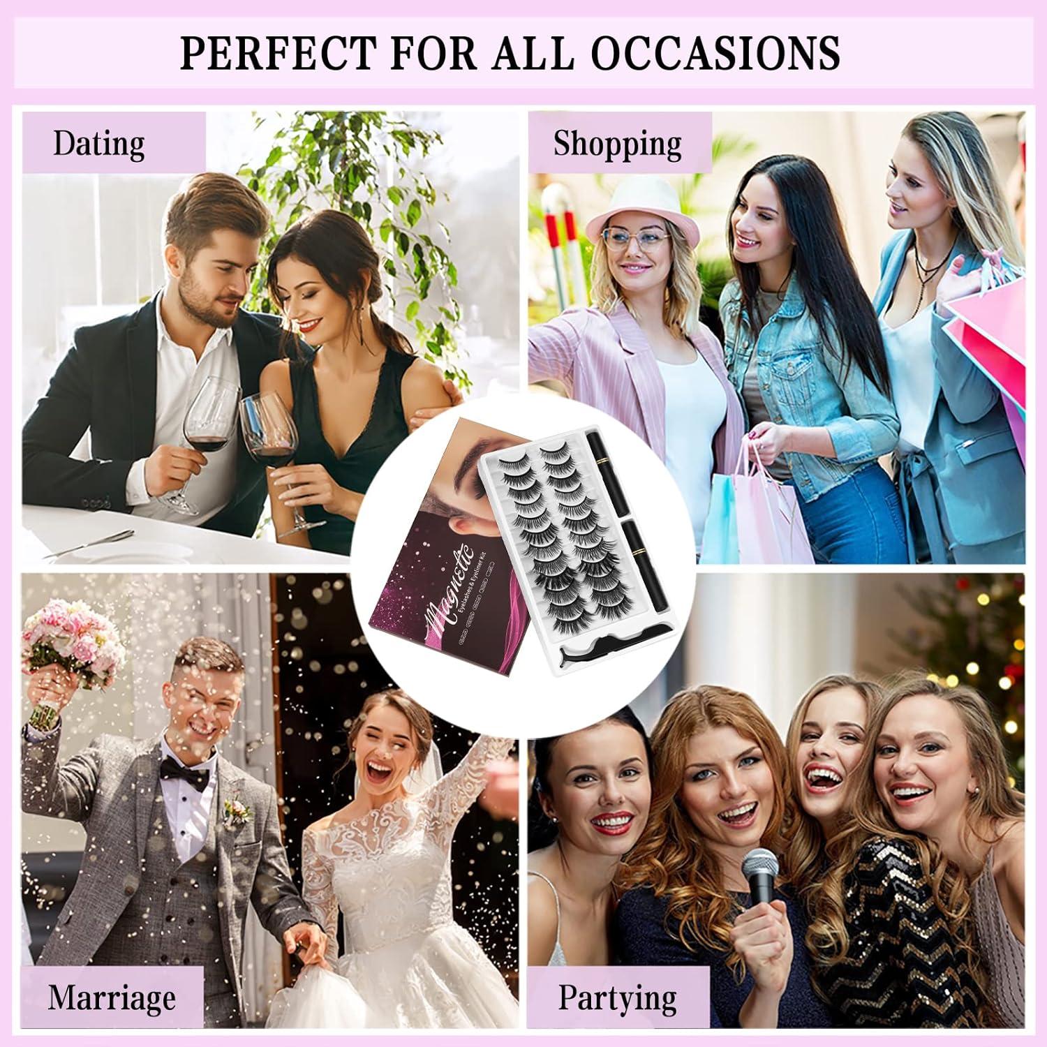 Kit de Pestañas Magnéticas KATGE - 12 Pares Reutilizables 3D