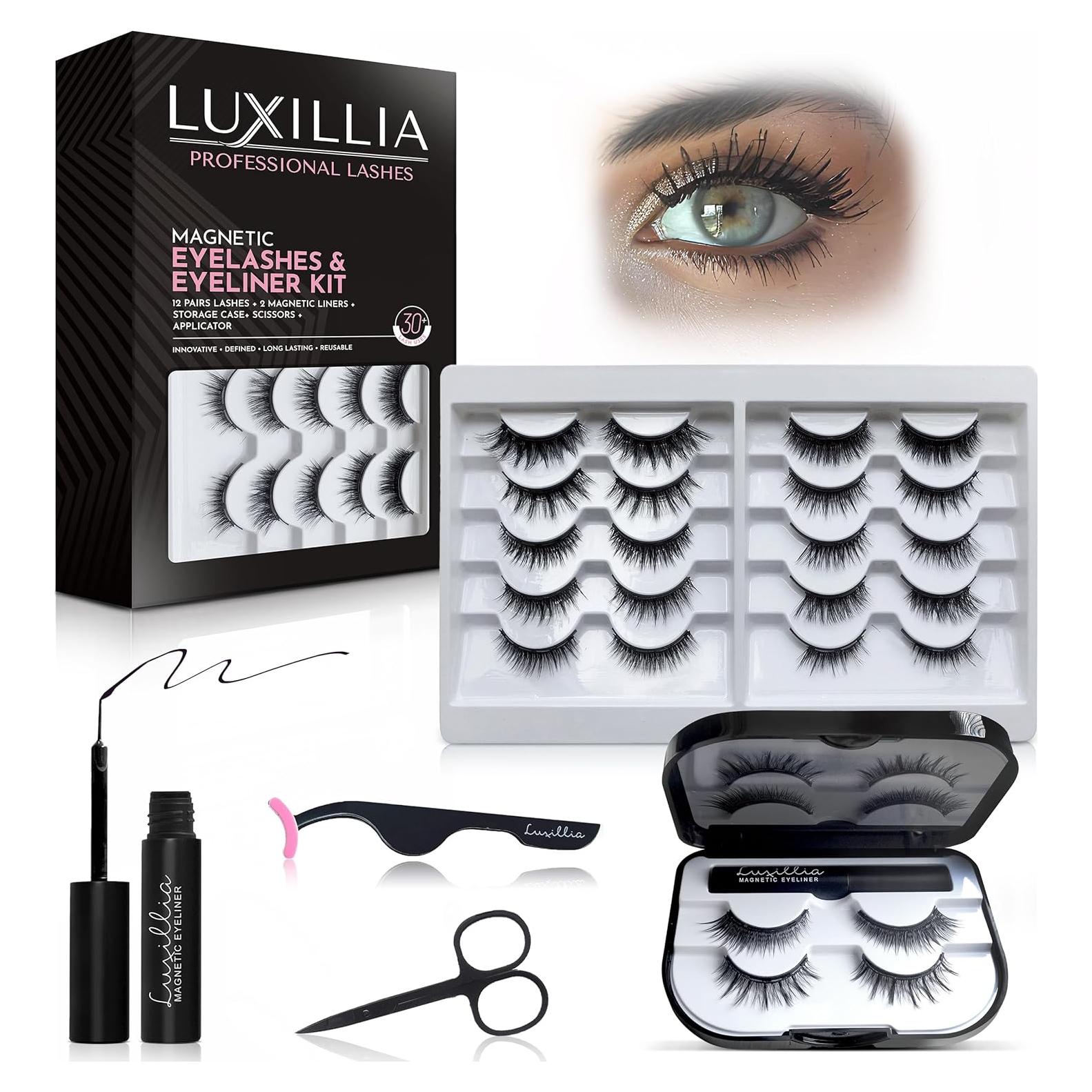 Juego de Pestañas Magnéticas Luxillia 16 Piezas con Delineador