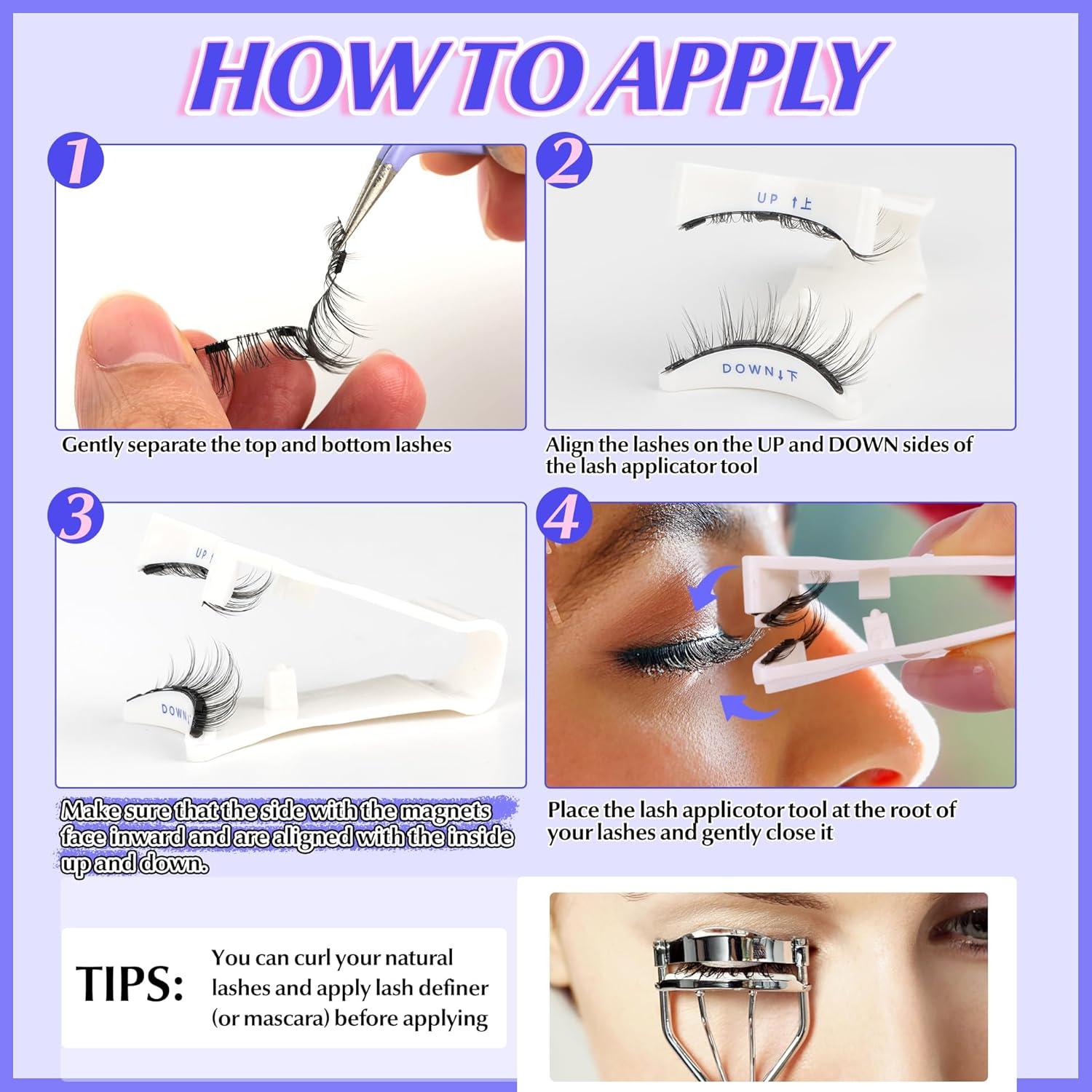 Pestañas Magnéticas Reutilizables ALICE con Aplicador - Estilo Manga