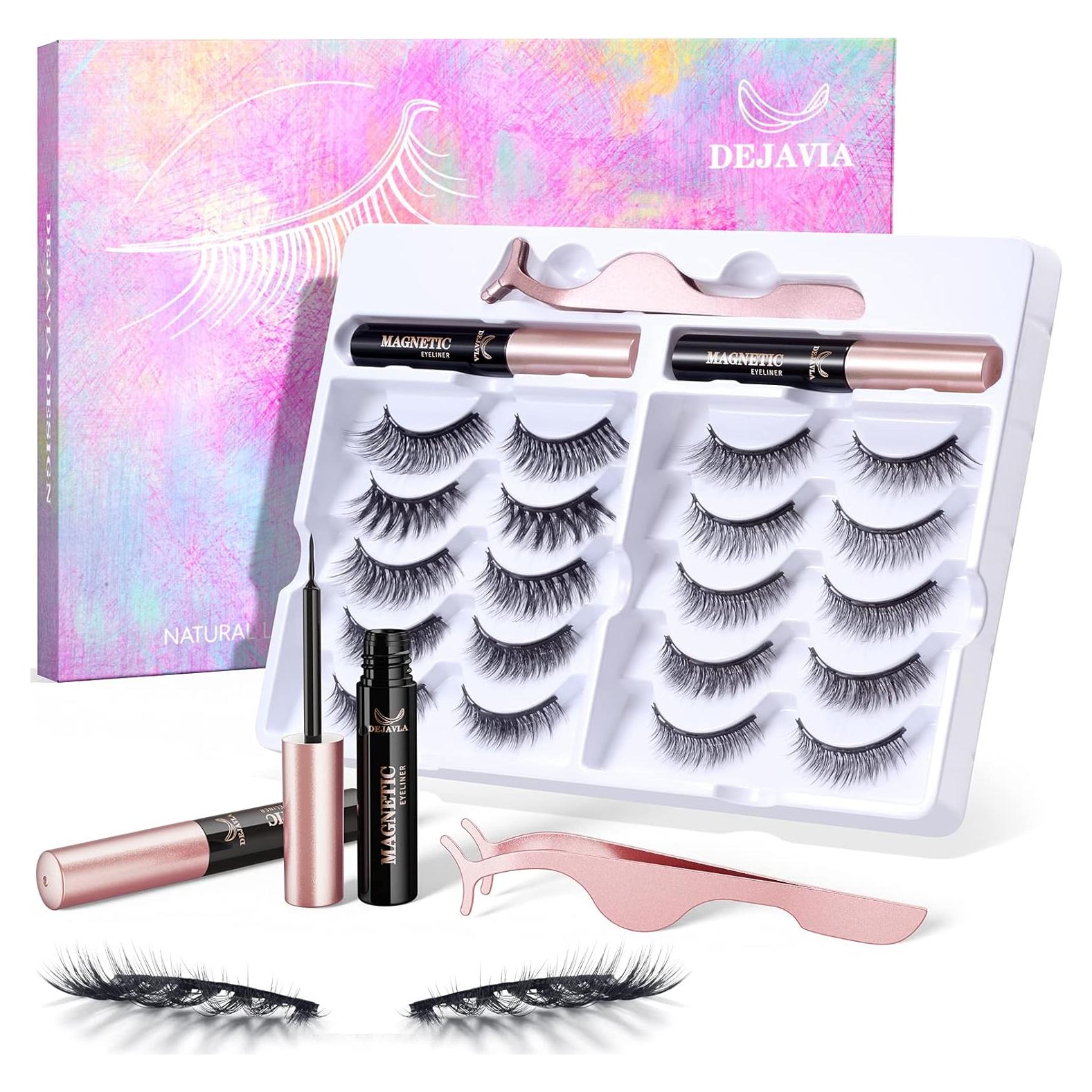 Pestañas Magnéticas DEJAVIA - 10 Pares Reutilizables con Delineador