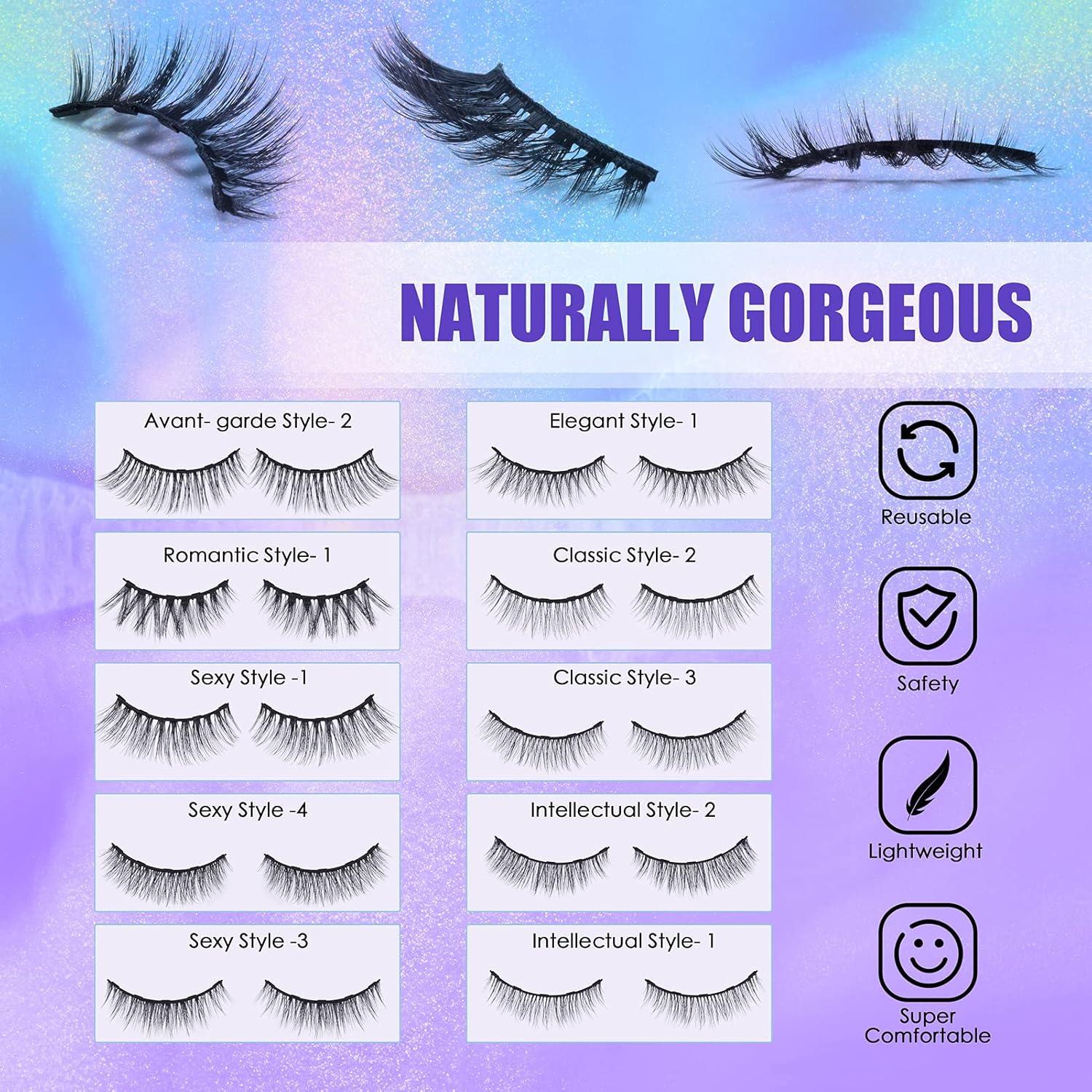 Pestañas Magnéticas DEJAVIA - 10 Pares Reutilizables con Delineador