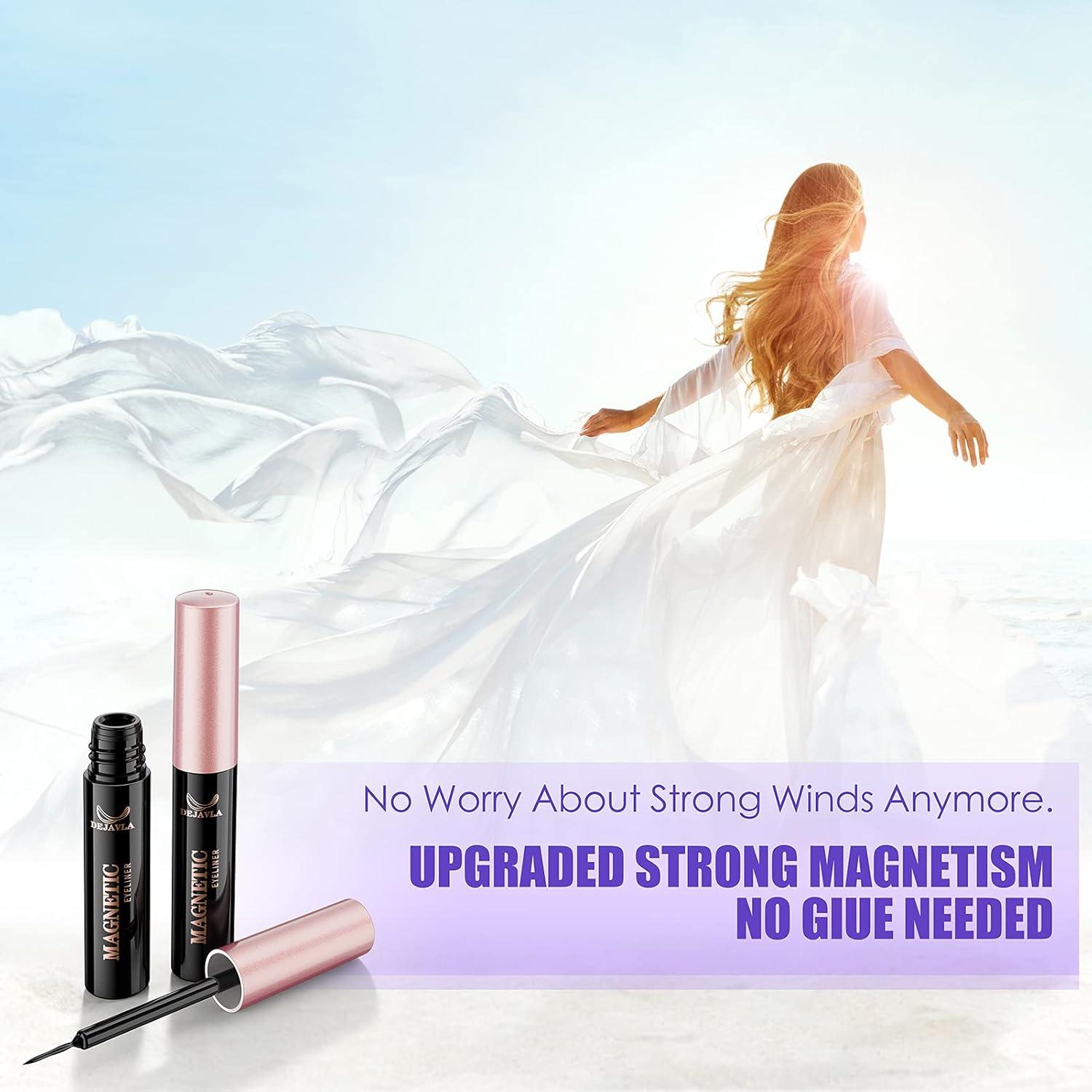 Pestañas Magnéticas DEJAVIA - 10 Pares Reutilizables con Delineador