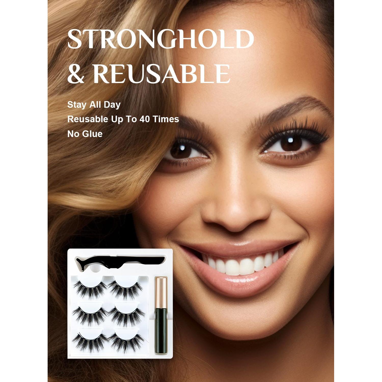 Kit Pestañas Magnéticas Sikkis con Delineador - 3 Pares Reutilizables