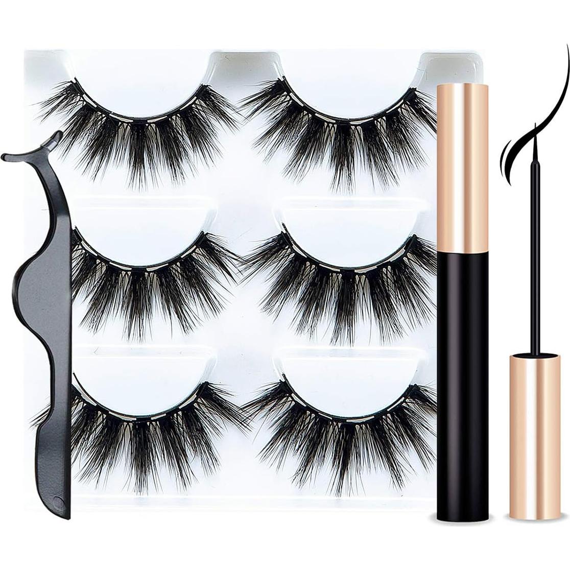 Kit Pestañas Magnéticas Sikkis con Delineador - 3 Pares Reutilizables