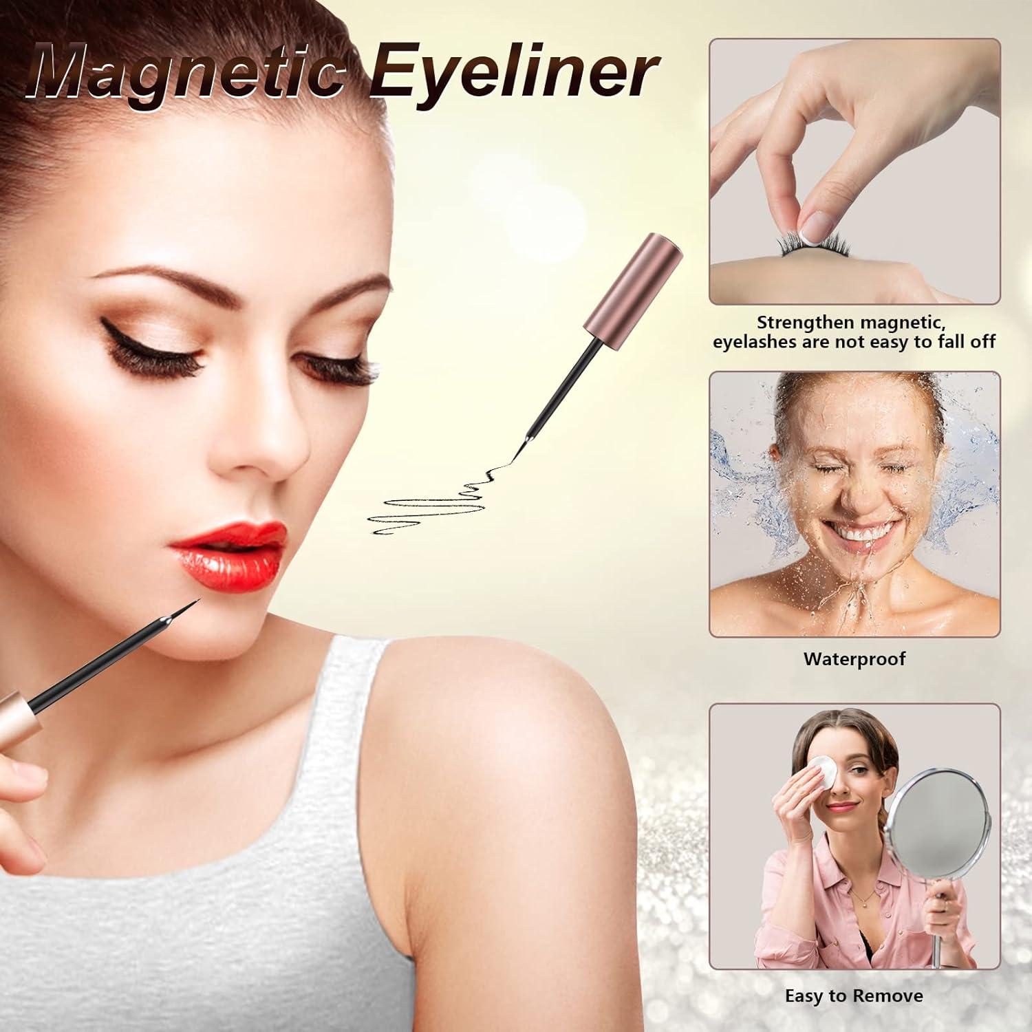 Kit de Pestañas Magnéticas 3D FEUHAISHI con Delineador y Pinzas