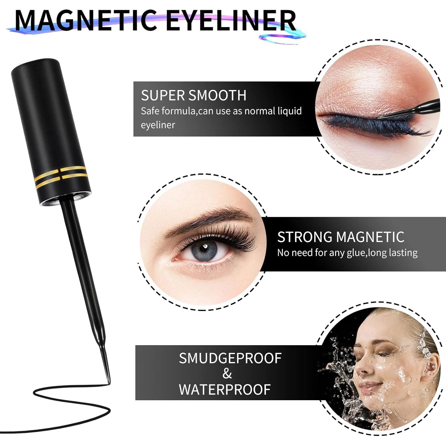 Kit de Pestañas Magnéticas 3D YINEPY - 12 Pares Reutilizables