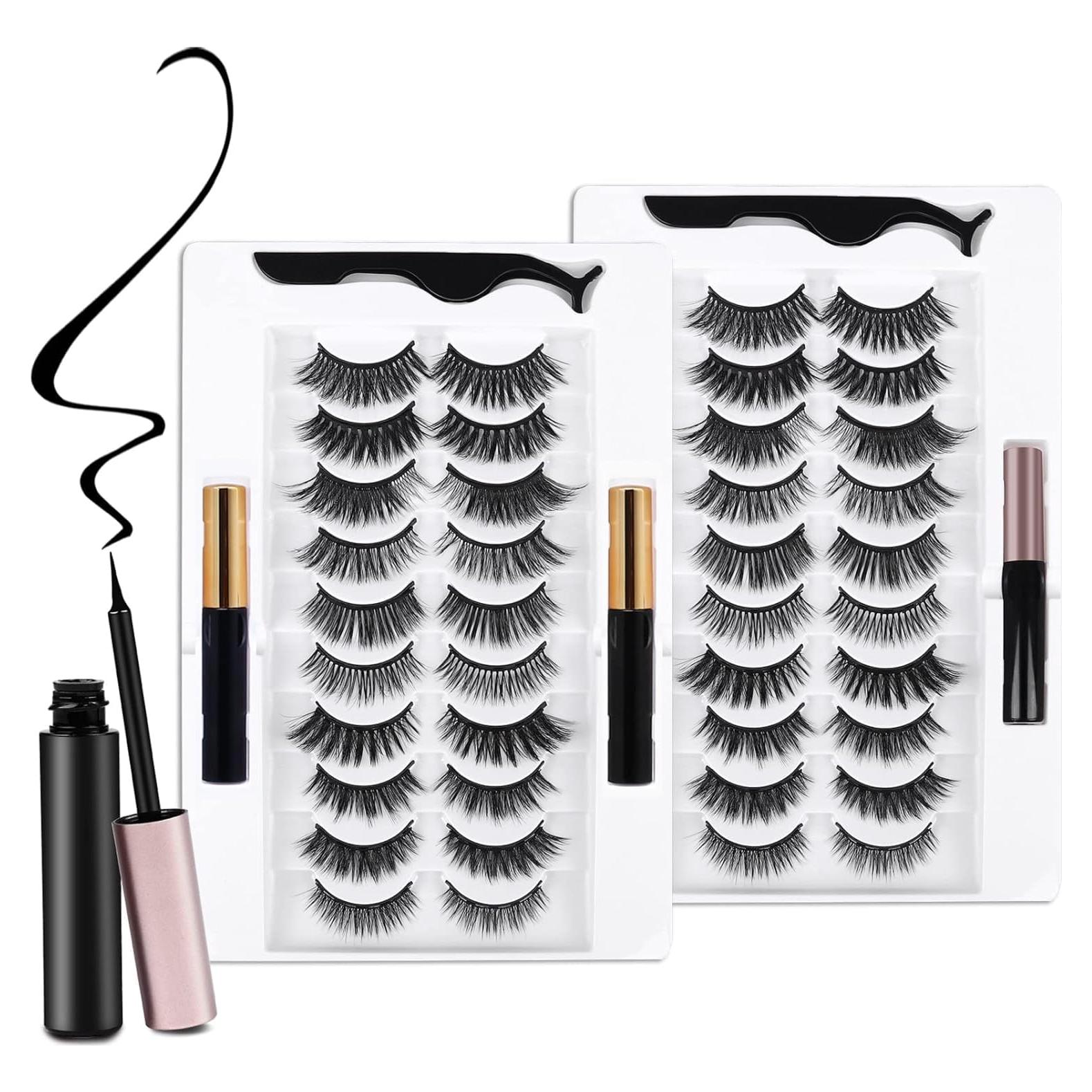 Kit de Pestañas Magnéticas 3D AROIC - 20 Estilos + 4 Pegamentos