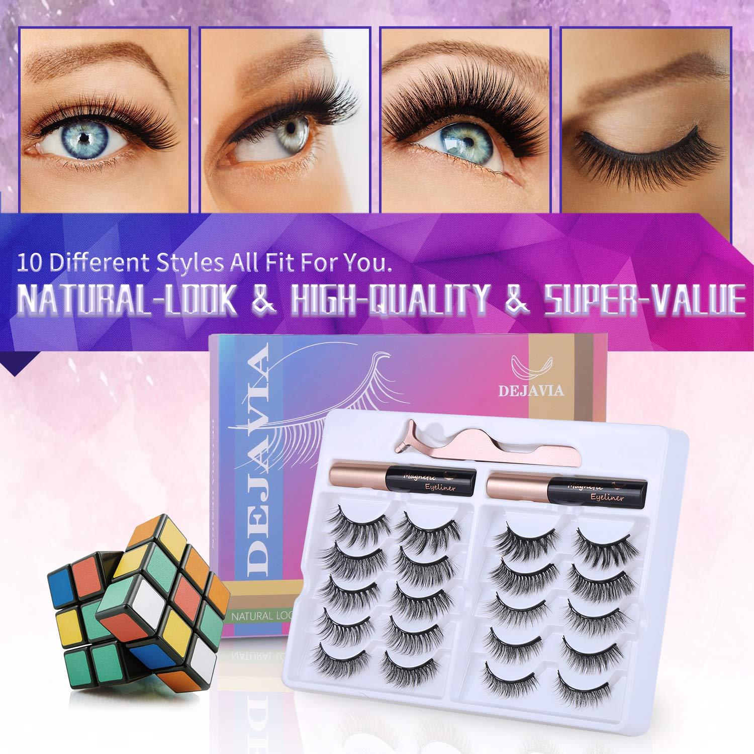 Kit de Pestañas Magnéticas DEJAVIA - 10 Pares 3D Reutilizables