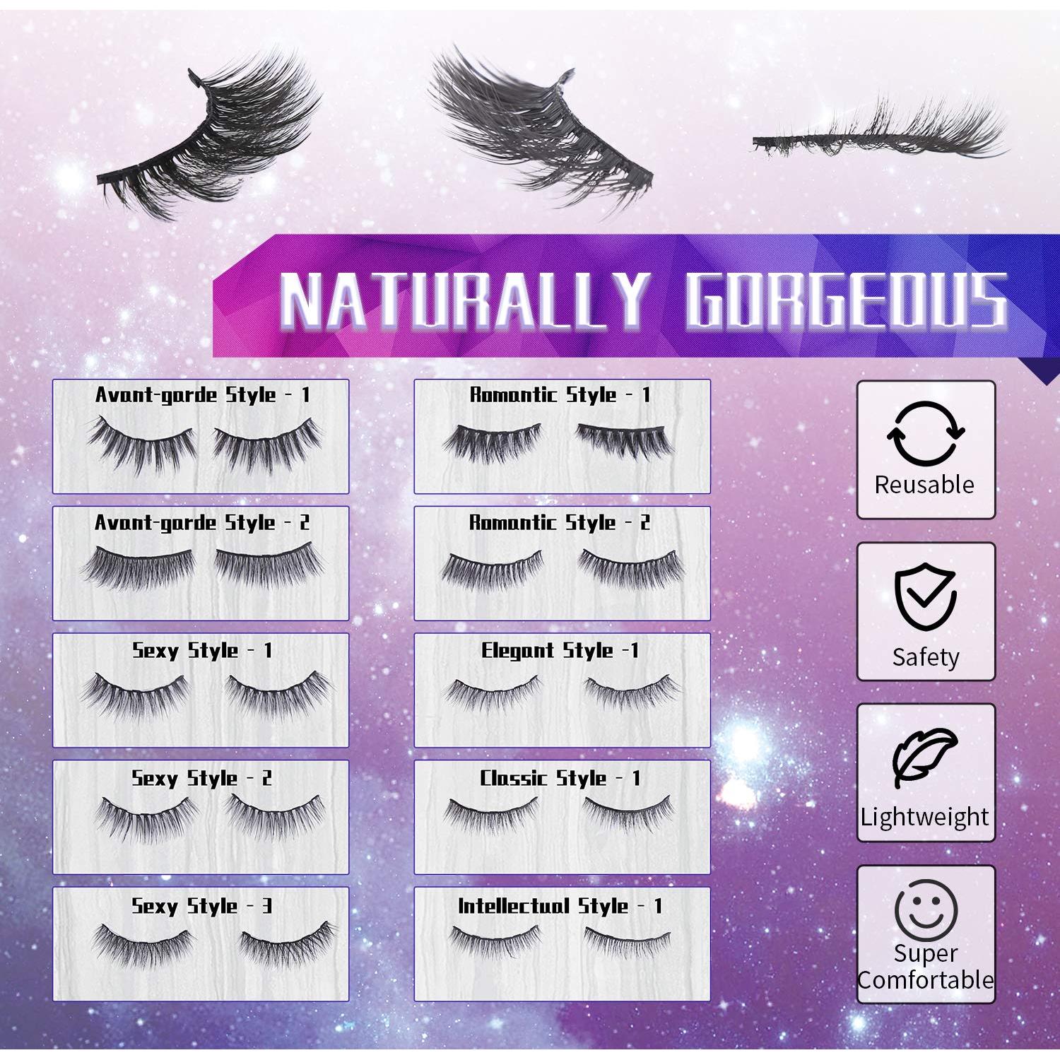 Kit de Pestañas Magnéticas DEJAVIA - 10 Pares 3D Reutilizables