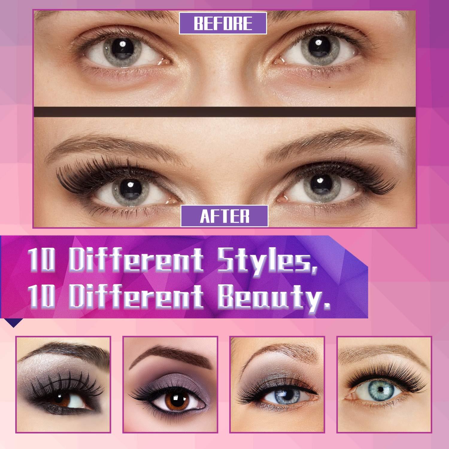 Kit de Pestañas Magnéticas DEJAVIA - 10 Pares 3D Reutilizables