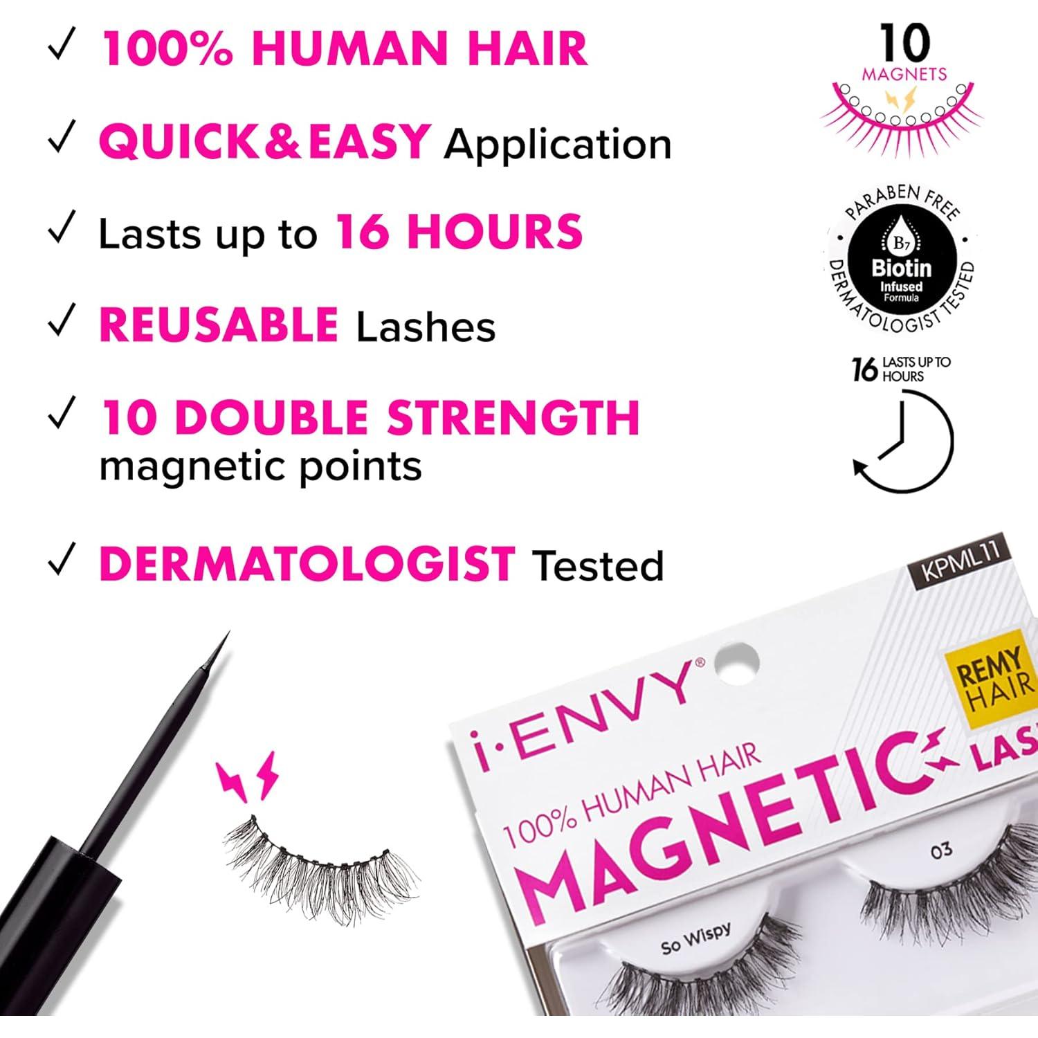 Pestañas Magnéticas KISS i-ENVY Cabello Humano Reutilizables