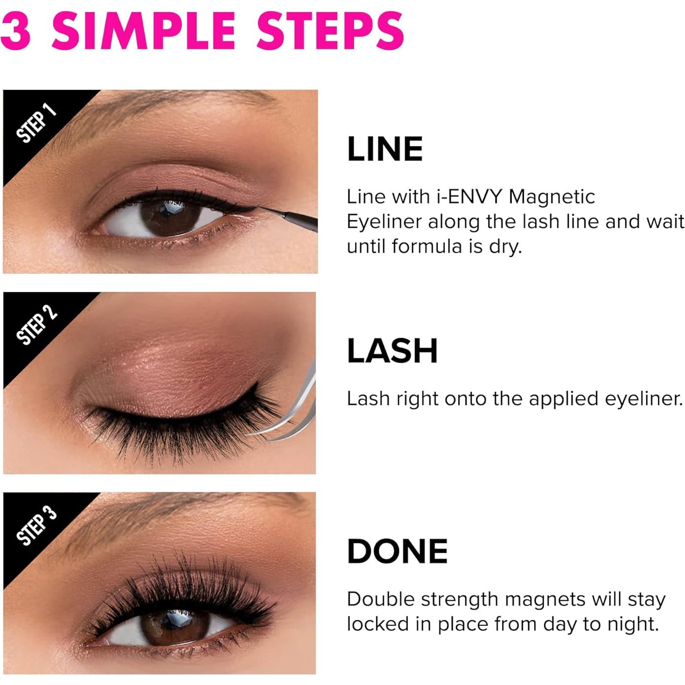 Pestañas Magnéticas KISS i-ENVY Cabello Humano Reutilizables