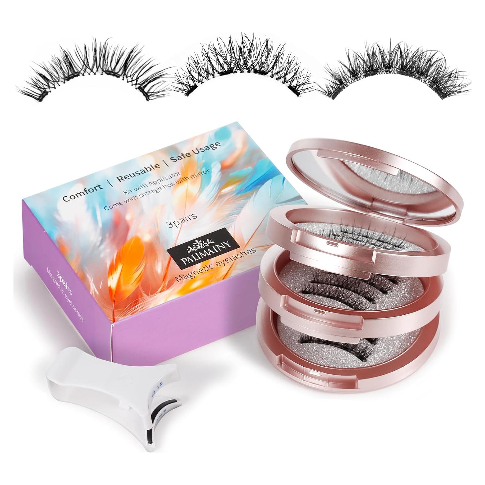 Pestañas Magnéticas Palimainy - 3 Pares, Estilos Naturales, Reutilizables