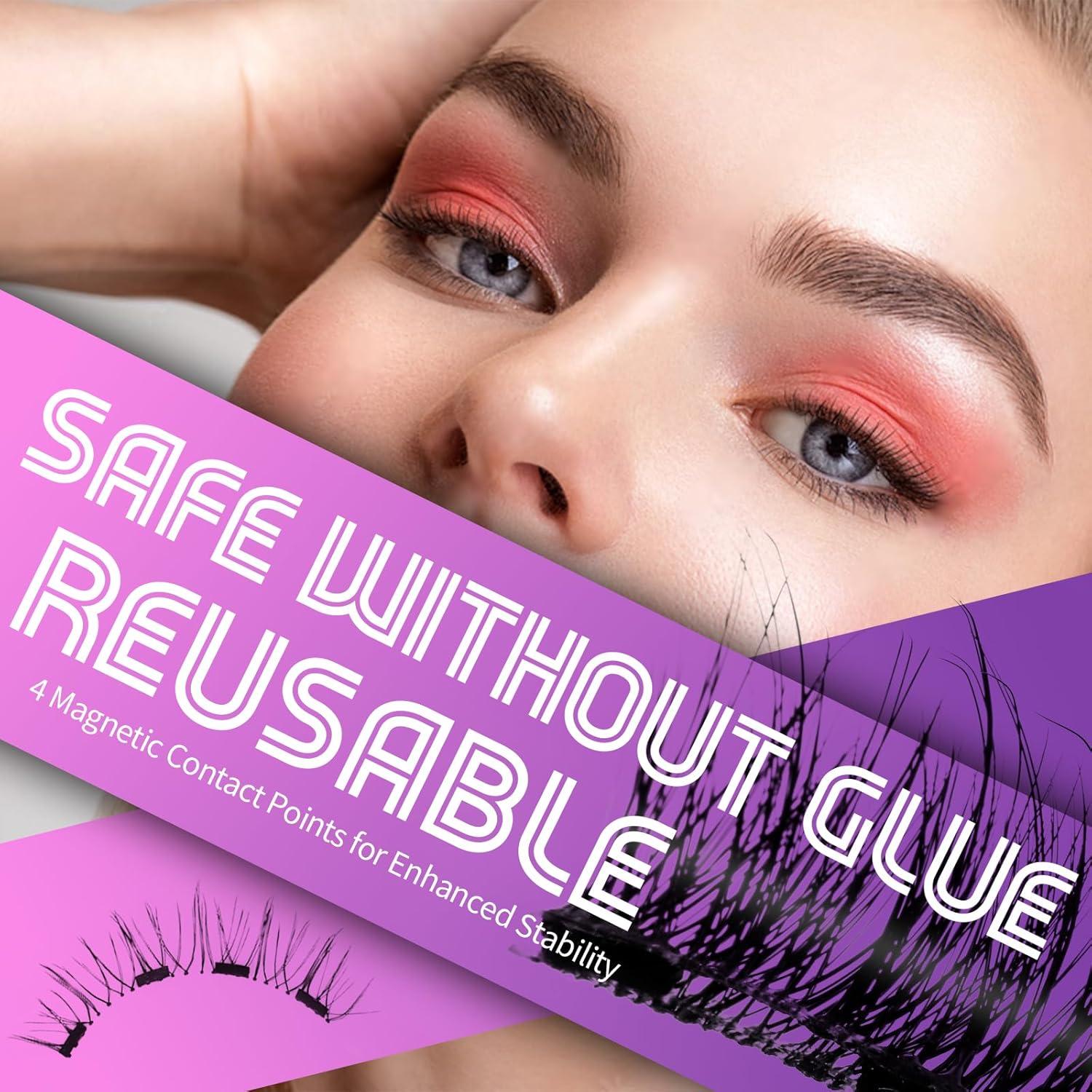 Pestañas Magnéticas Palimainy - 3 Pares, Estilos Naturales, Reutilizables