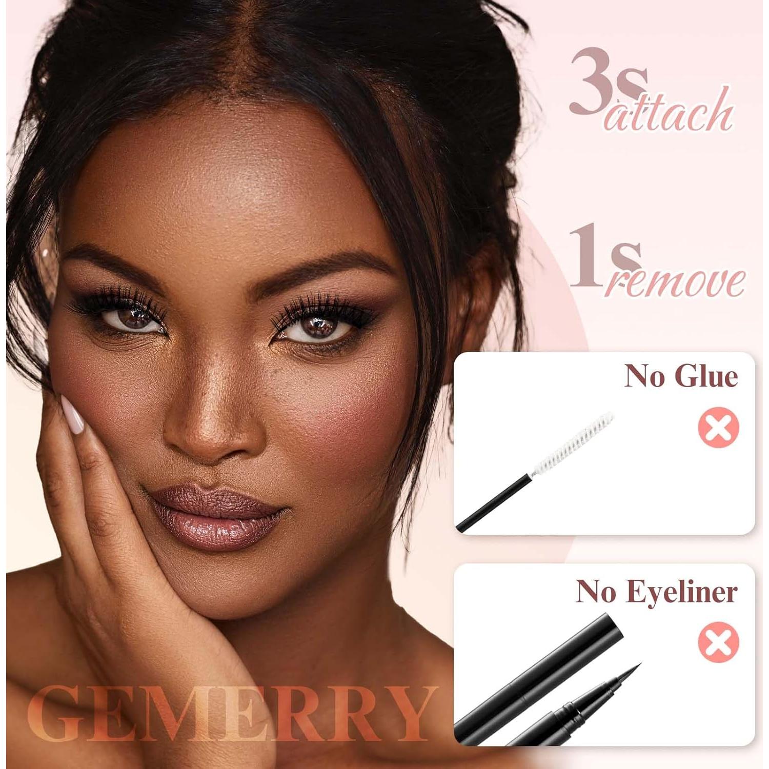 GEMERRY Pestañas Magnéticas Reutilizables 2 Pares Naturales