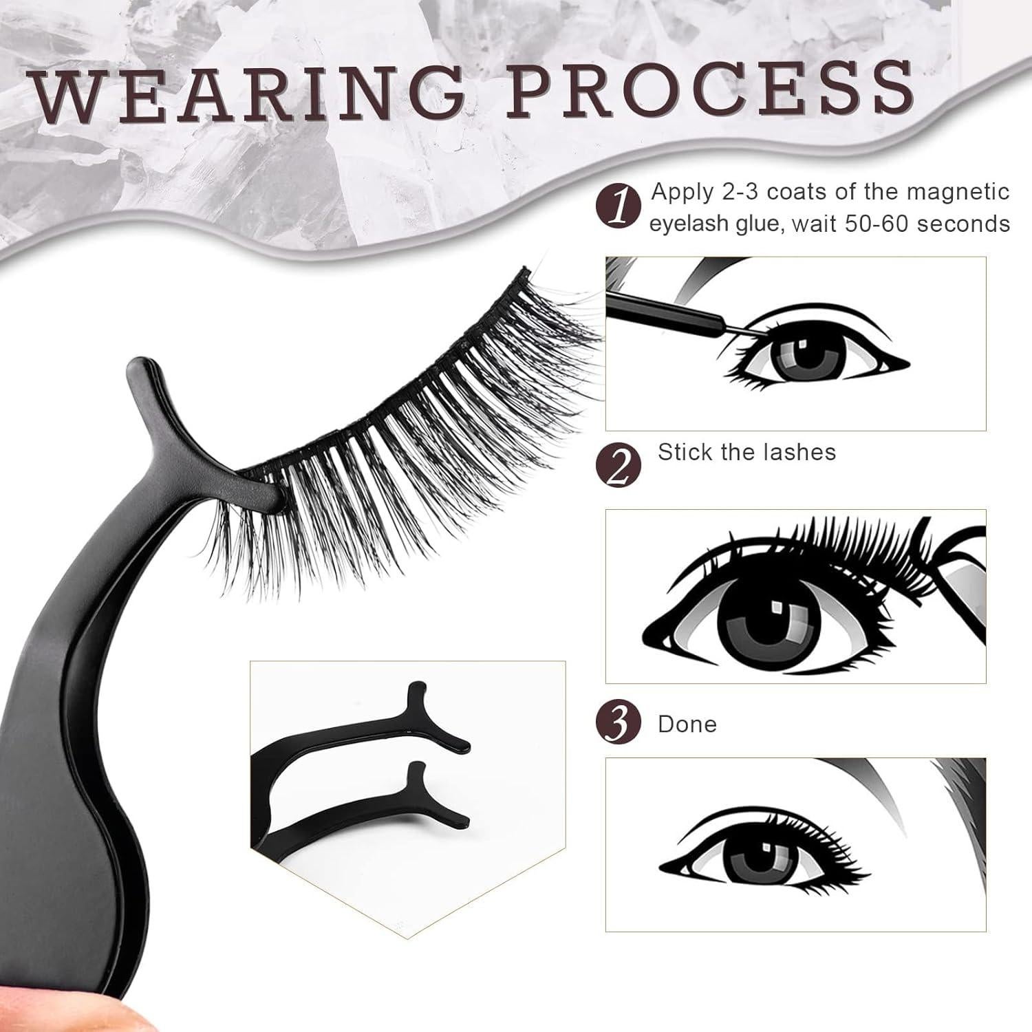 Kit de Pestañas Magnéticas AROIC 10 Pares 3D Reutilizables