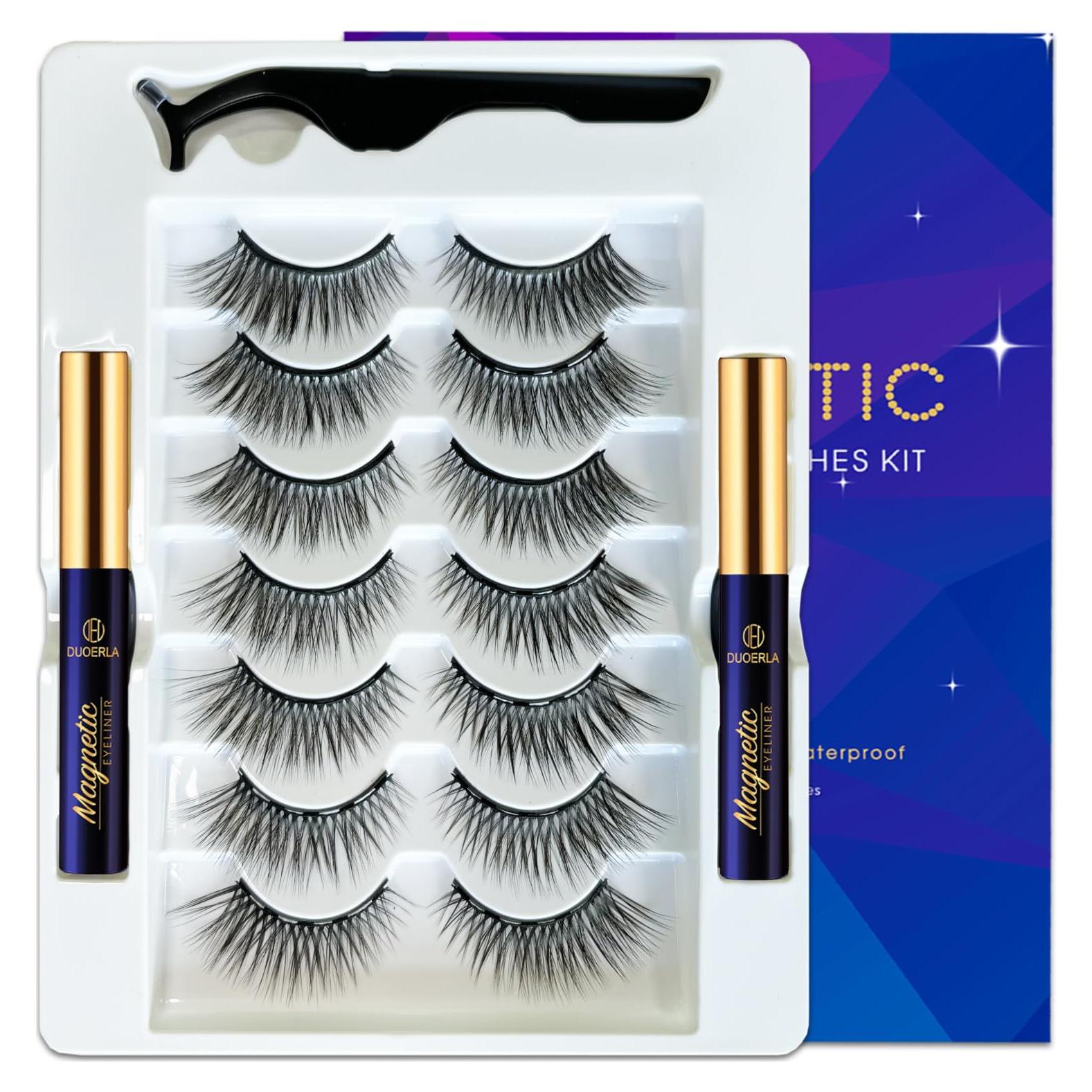 Kit de Pestañas Magnéticas DUOERLA - 7 Pares Ojos de Gato