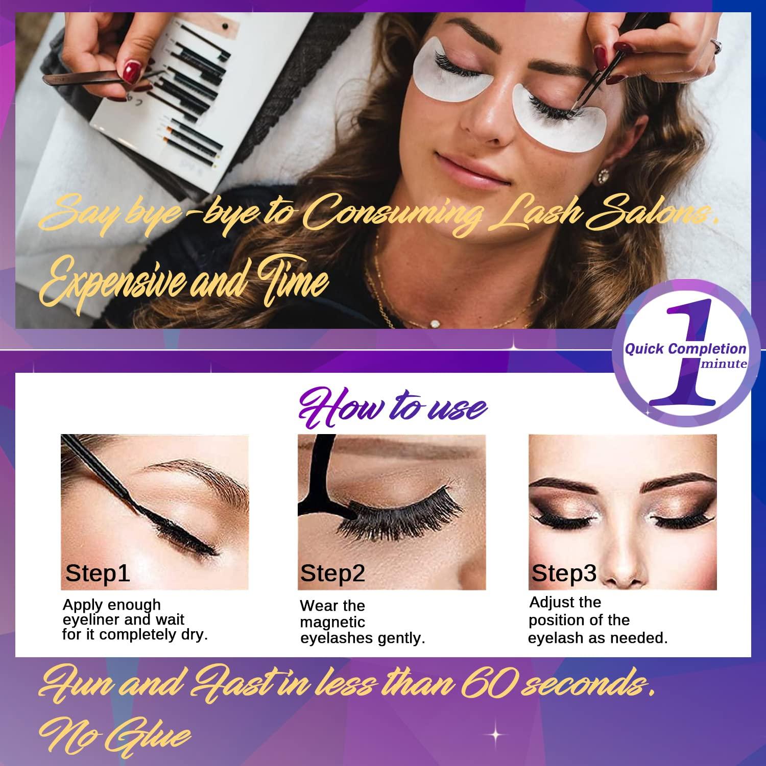 Kit de Pestañas Magnéticas DUOERLA - 7 Pares Ojos de Gato