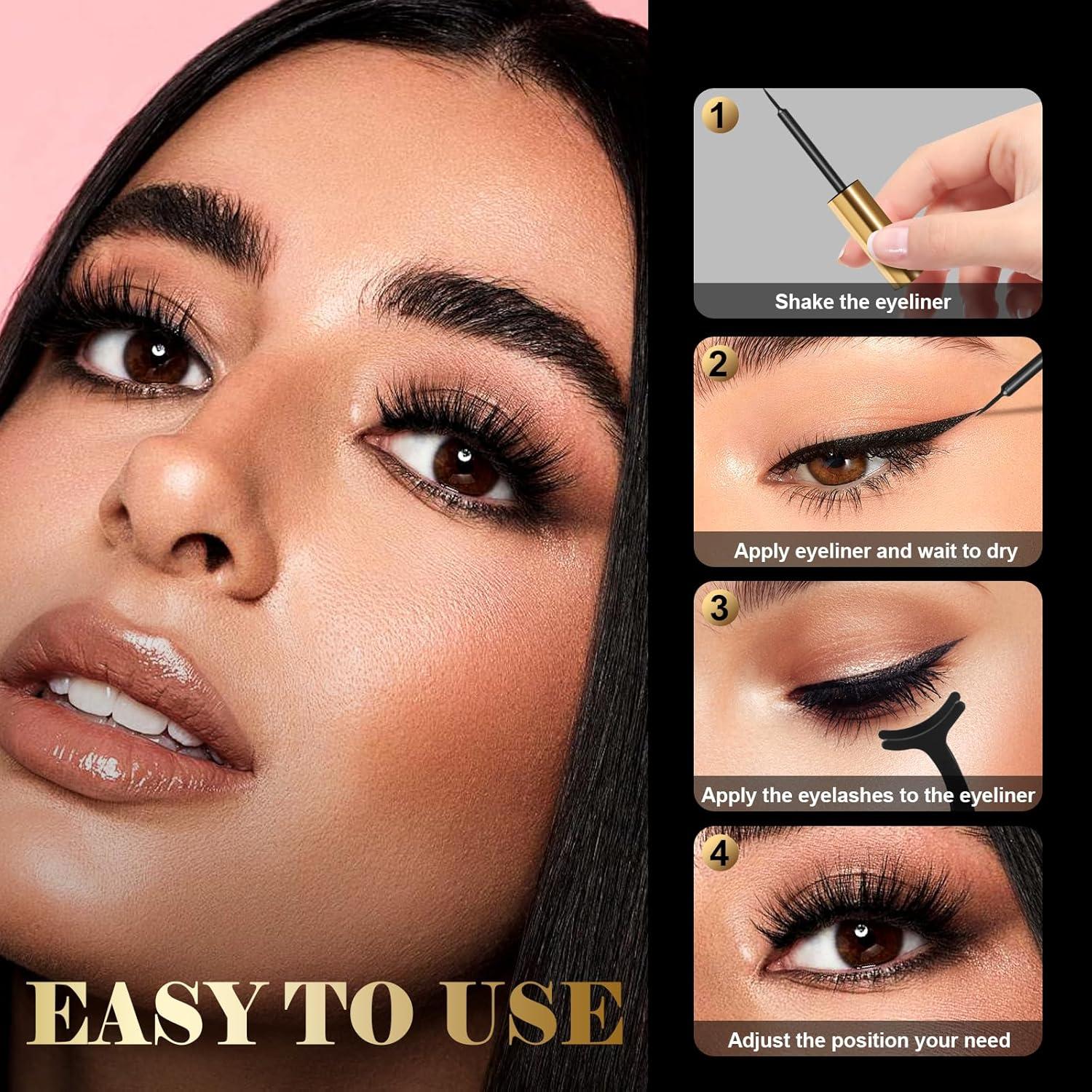 Kit de Pestañas Magnéticas XMGHCK - 10 Pares 3D Reutilizables