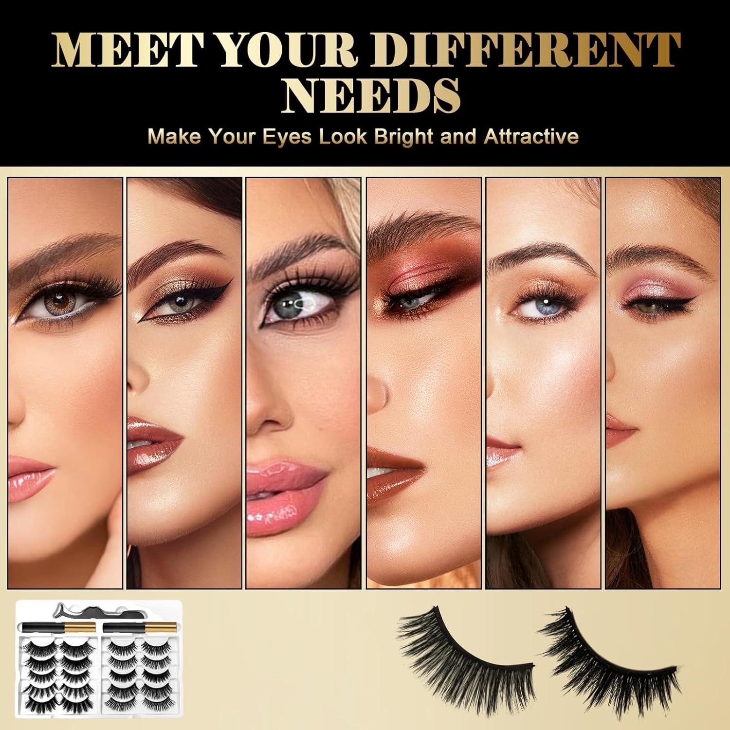 Kit de Pestañas Magnéticas XMGHCK - 10 Pares 3D Reutilizables