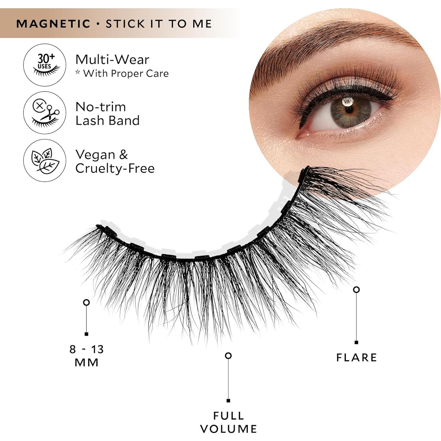 Magnetic Eyelashes, Luxurious False Eyelashes, Reusable Magnetic Lashes, Wear up to 30x & Vegan, All Eye Shapes, Natural Lashes, Magnetic Eyeliner not Included (Stick It To Me)