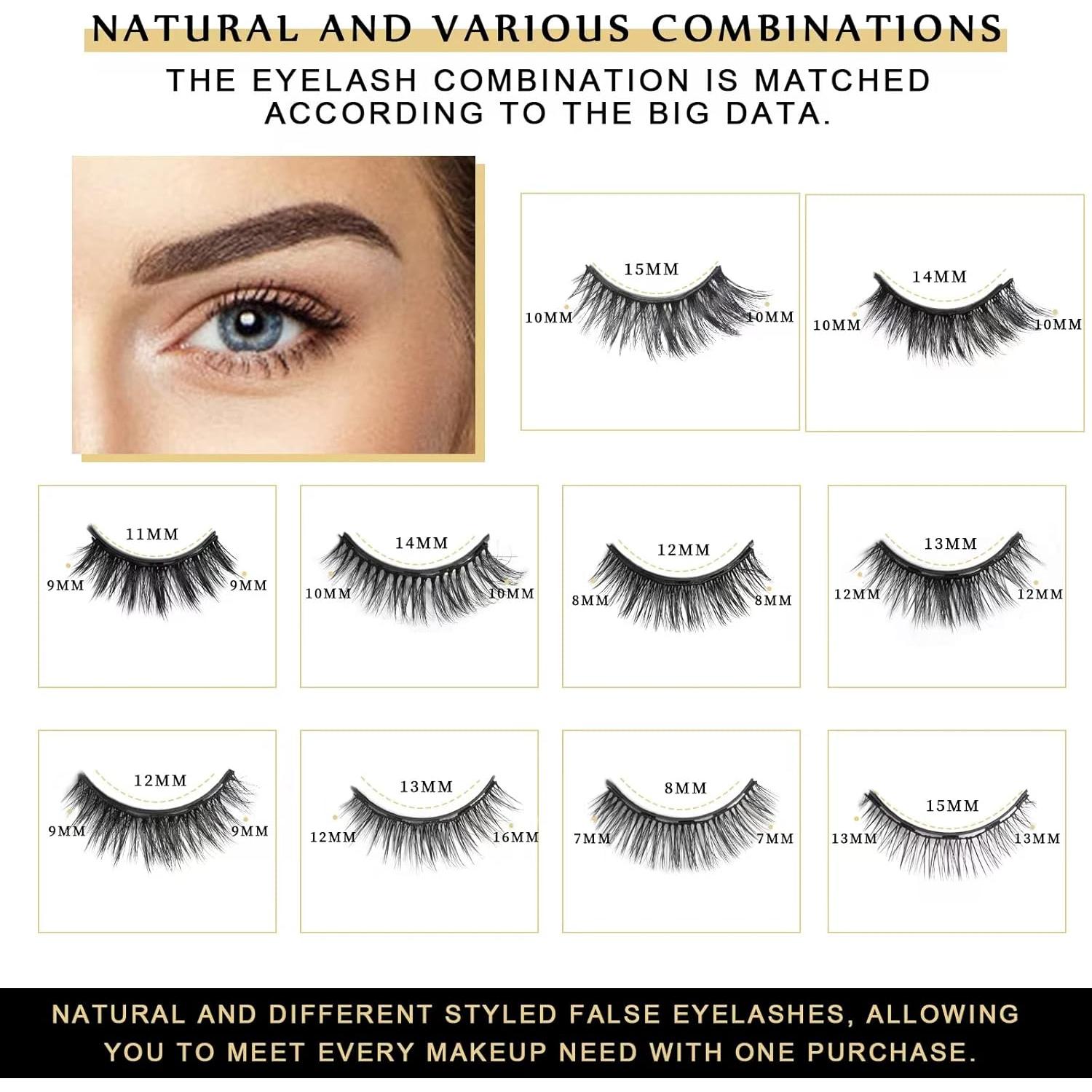 Pestañas Magnéticas Reutilizables YUHYtop - 10 Pares con Delineador