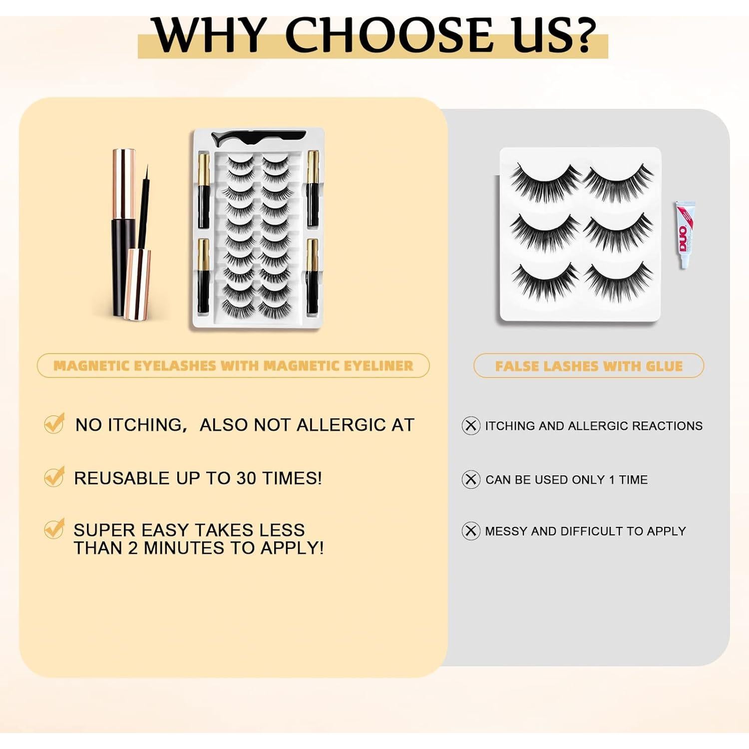 Pestañas Magnéticas Reutilizables YUHYtop - 10 Pares con Delineador