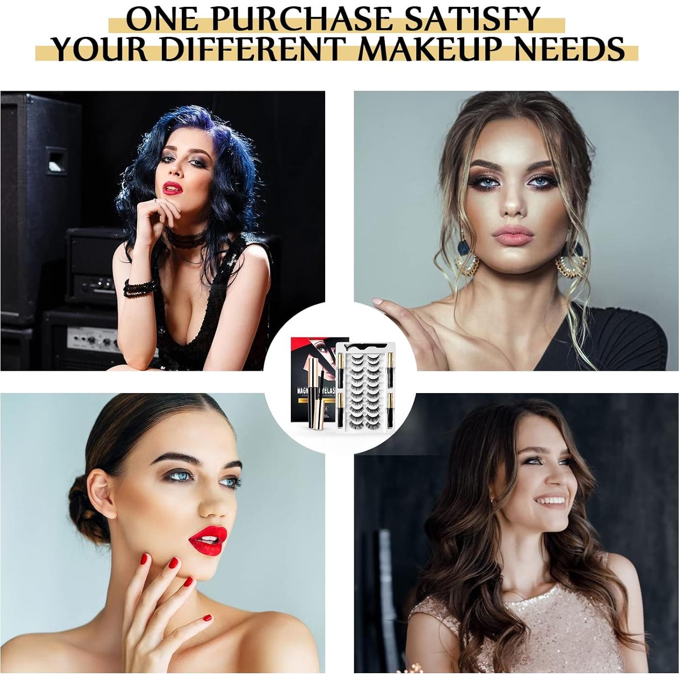 Pestañas Magnéticas Reutilizables YUHYtop - 10 Pares con Delineador