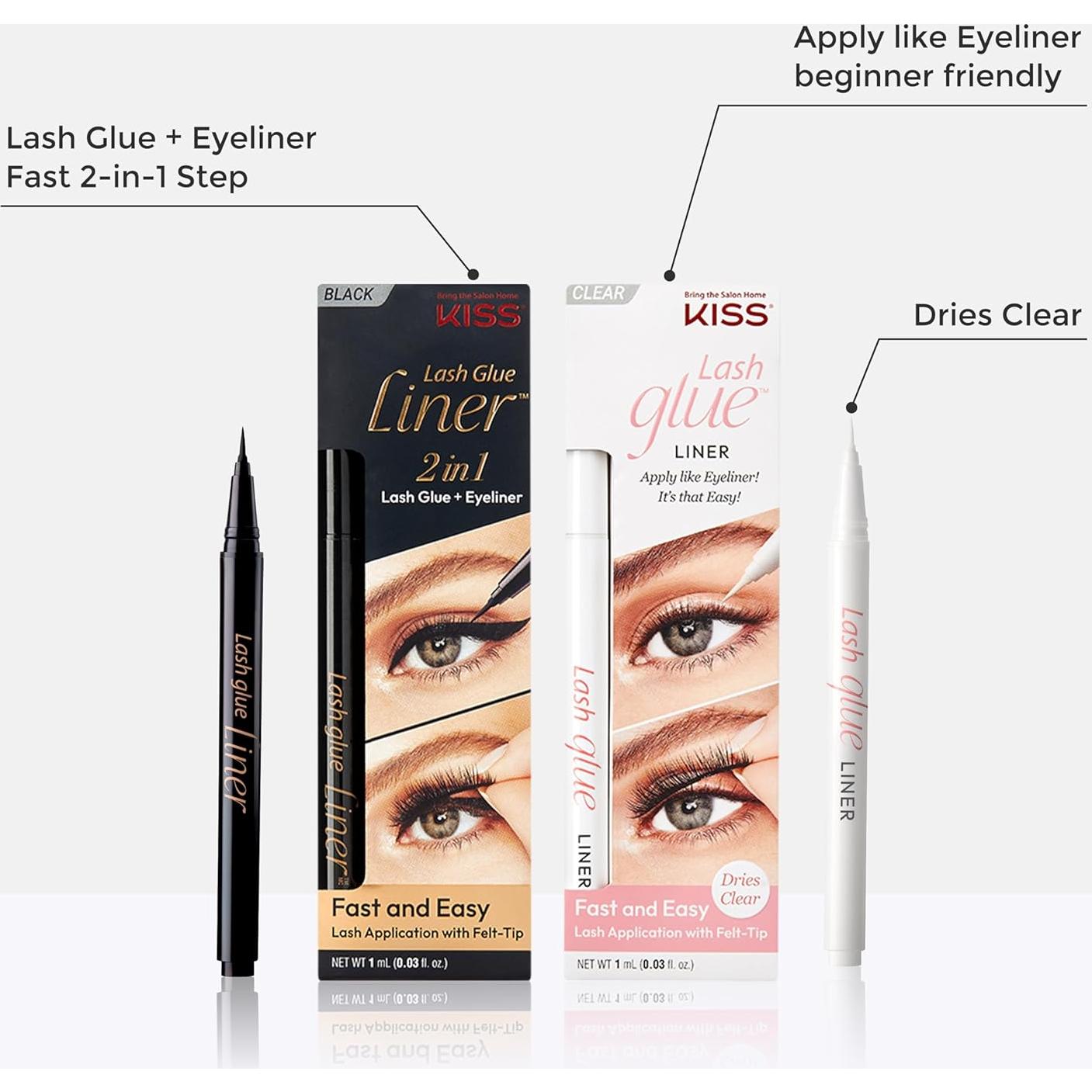 KISS GLUEliner 2-en-1 Adhesivo y Delineador Negro 8.5g