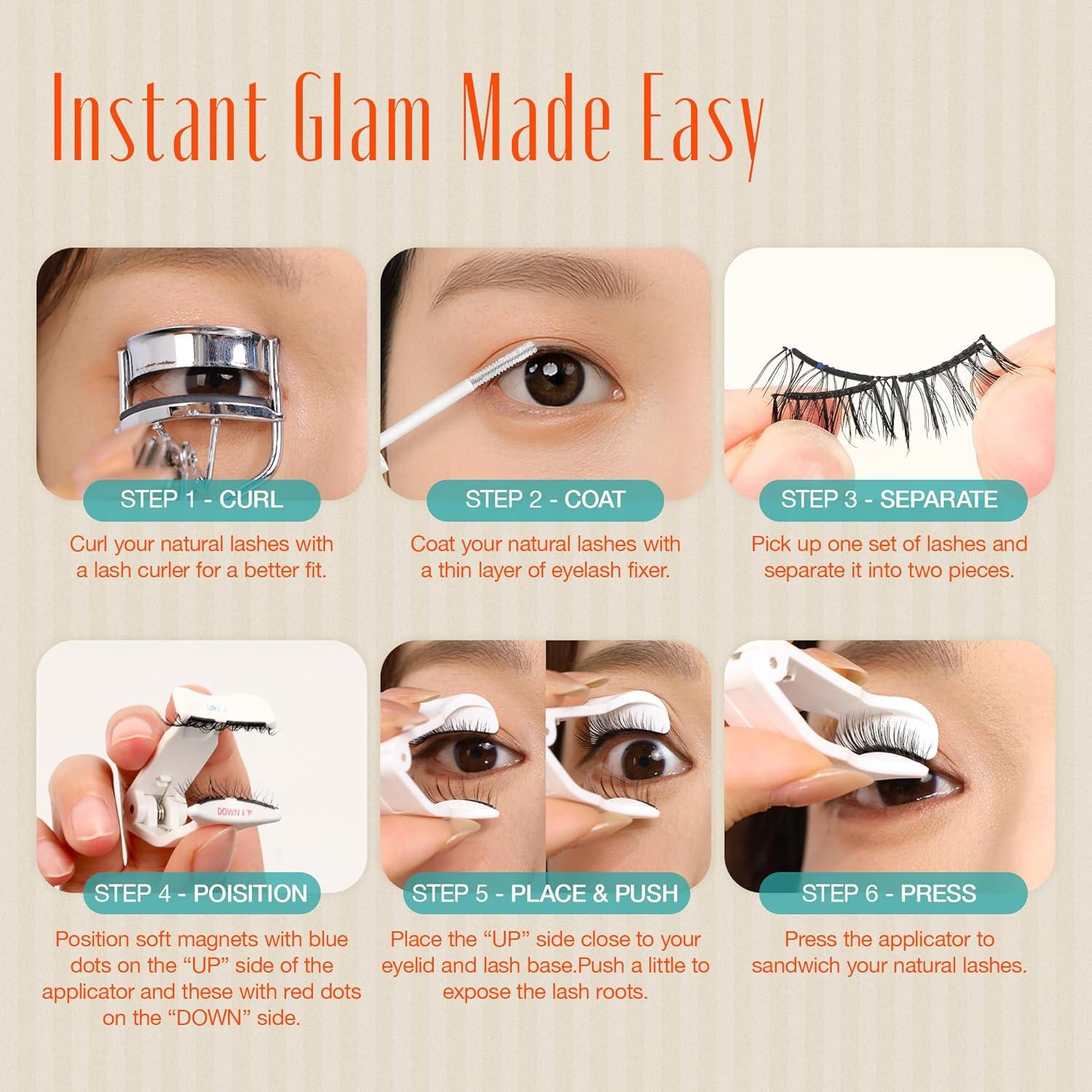 Pestañas Magnéticas LASHVIEW YT24 con Aplicador Reutilizables