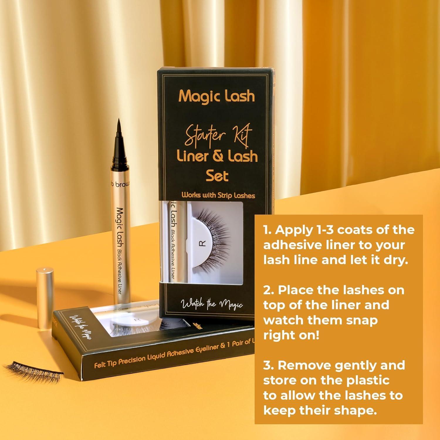 Kit de Pestañas Mágicas Fab Brows - Pestañas Reutilizables y Delineador Adhesivo