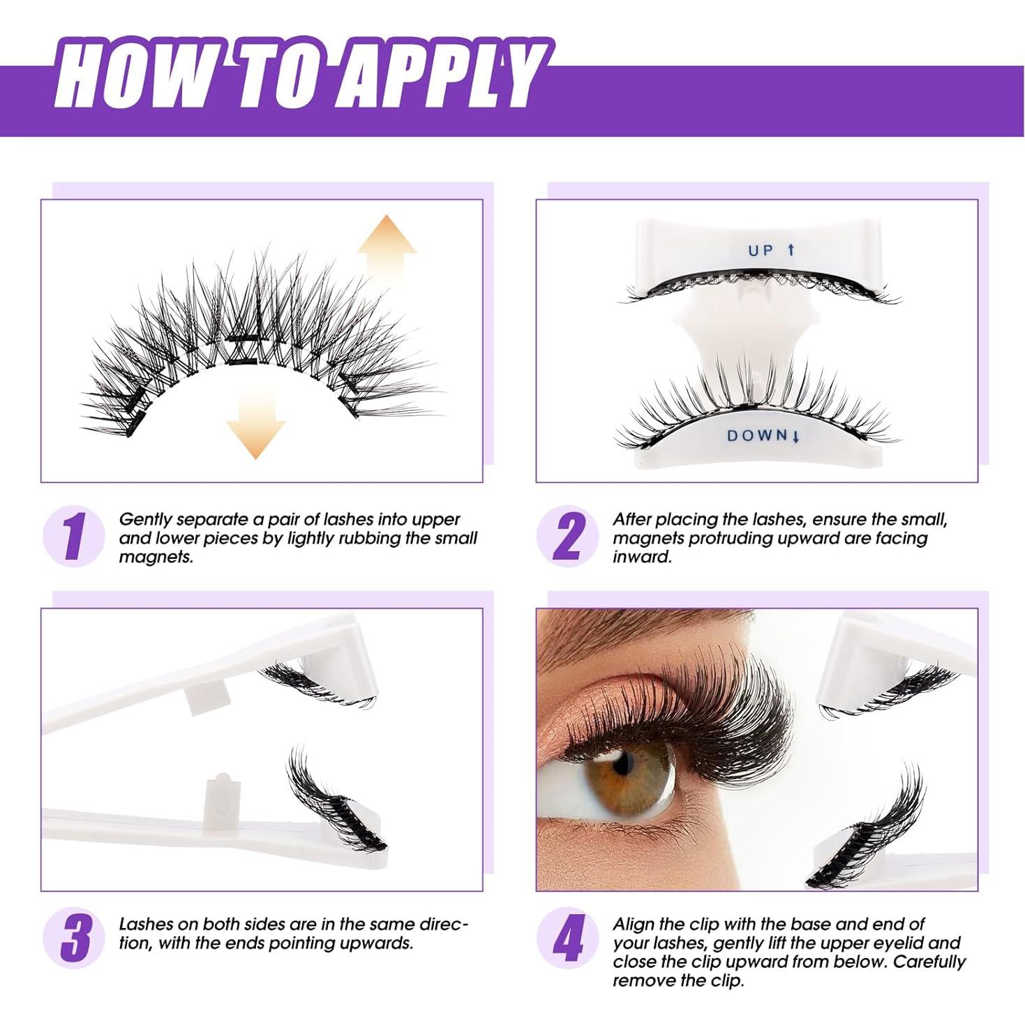 Kit de Pestañas Magnéticas WENDY LASHES - 4 Pares Naturales