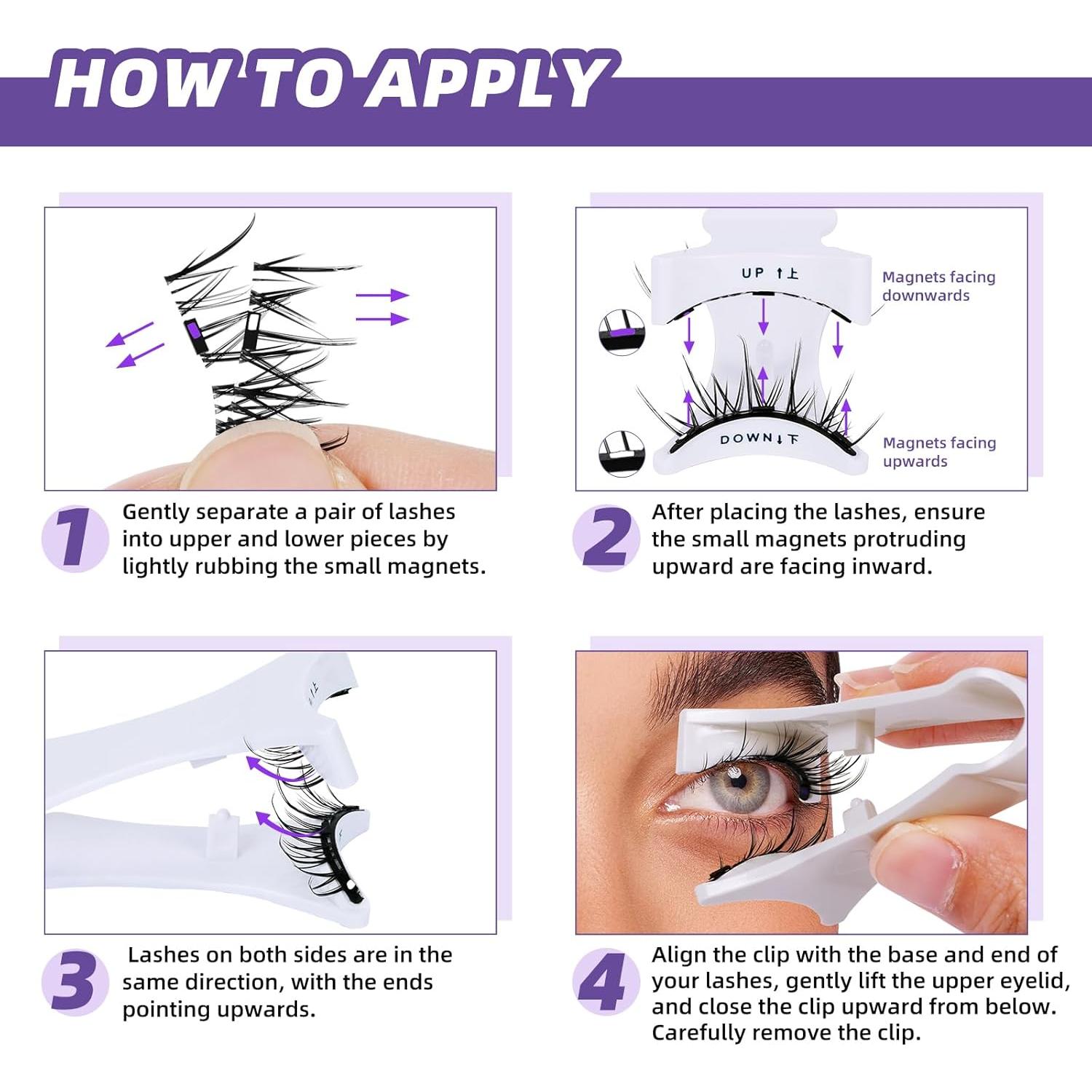 Kit de Pestañas Magnéticas B&Qaugen 2 Pares con Aplicador