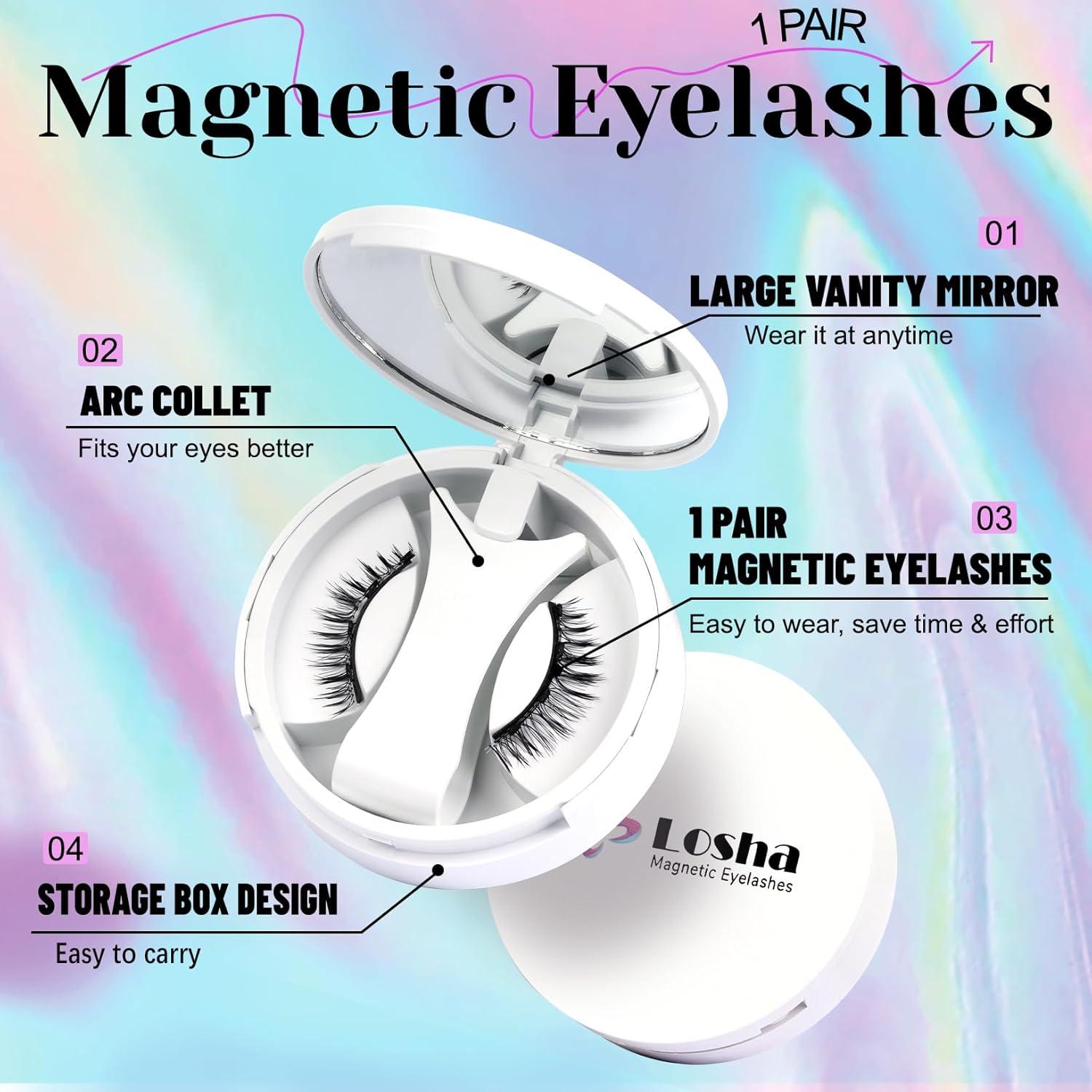 Pestañas Magnéticas Losha Delicadas Reutilizables Sin Pegamento