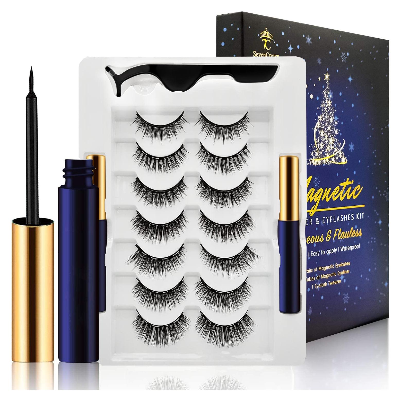 Kit de Pestañas Magnéticas 7C SEVENCROWN con Delineador