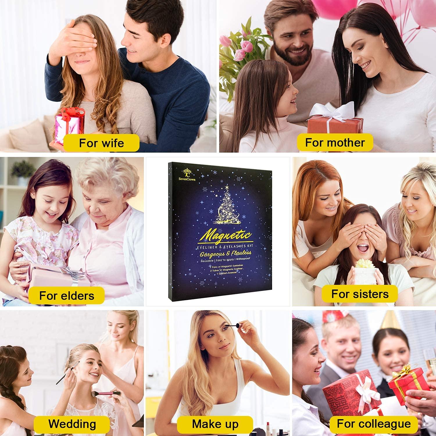 Kit de Pestañas Magnéticas 7C SEVENCROWN con Delineador