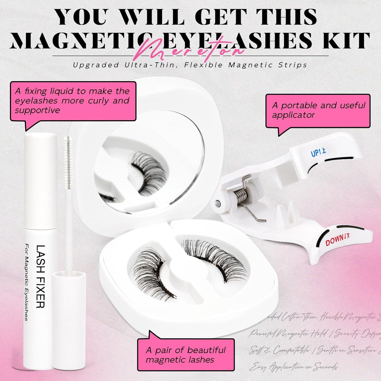 Pestañas Magnéticas MERETON Suaves Reutilizables con Aplicador