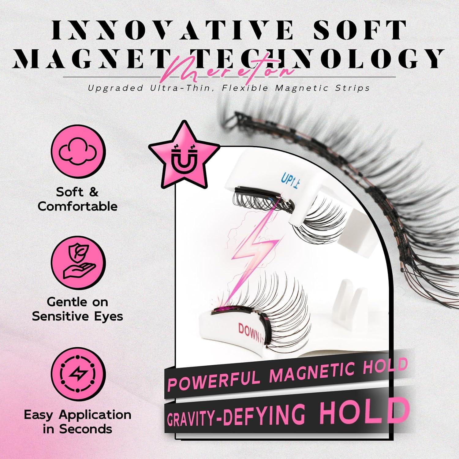 Pestañas Magnéticas MERETON Suaves Reutilizables con Aplicador