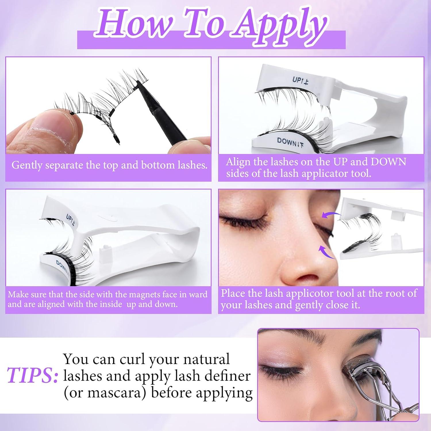 Pestañas Magnéticas Reutilizables Ptwola con Aplicador Natural