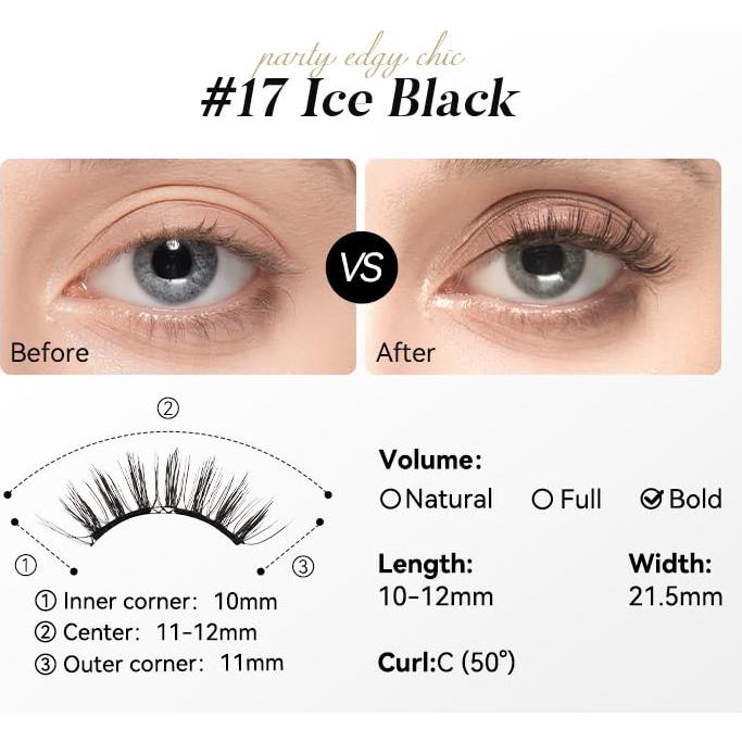 Pestañas Magnéticas WOSADO Negro Hielo Reutilizables 21.5mm