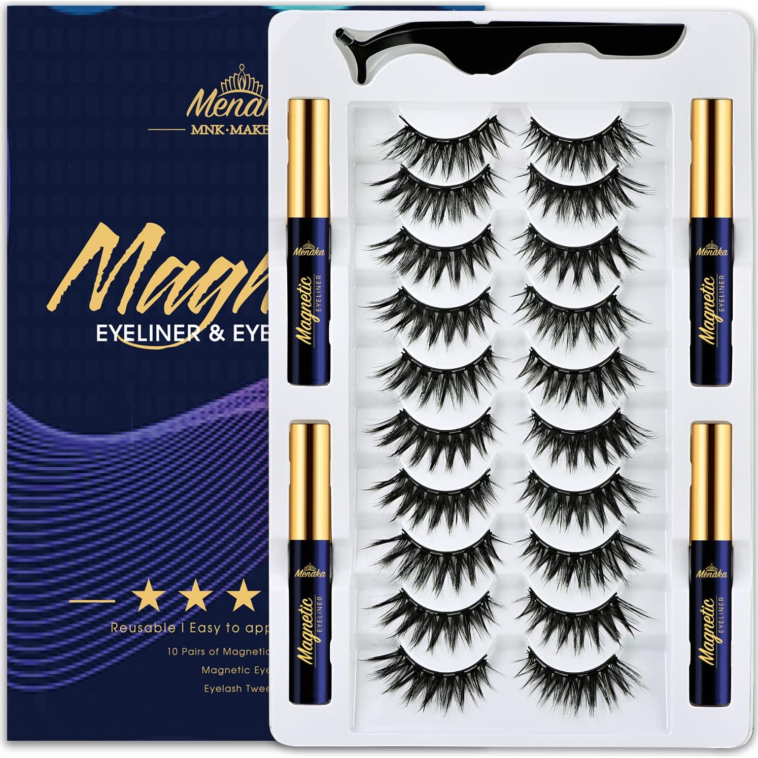 Pestañas Magnéticas Menaka 5D Ojos de Gato - 10 Pares Reutilizables