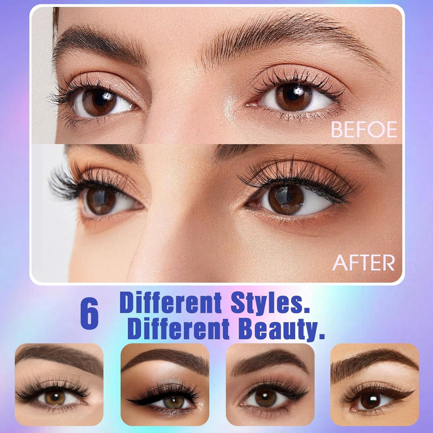 6 Pairs Pestañas Magnéticas Houldhowd Reutilizables Naturales