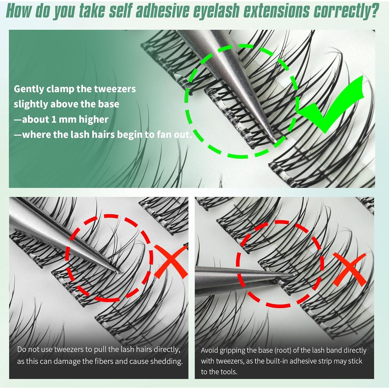 Grupos de Pestañas Autoadhesivas ALICROWN 120Pcs Multi-Largo