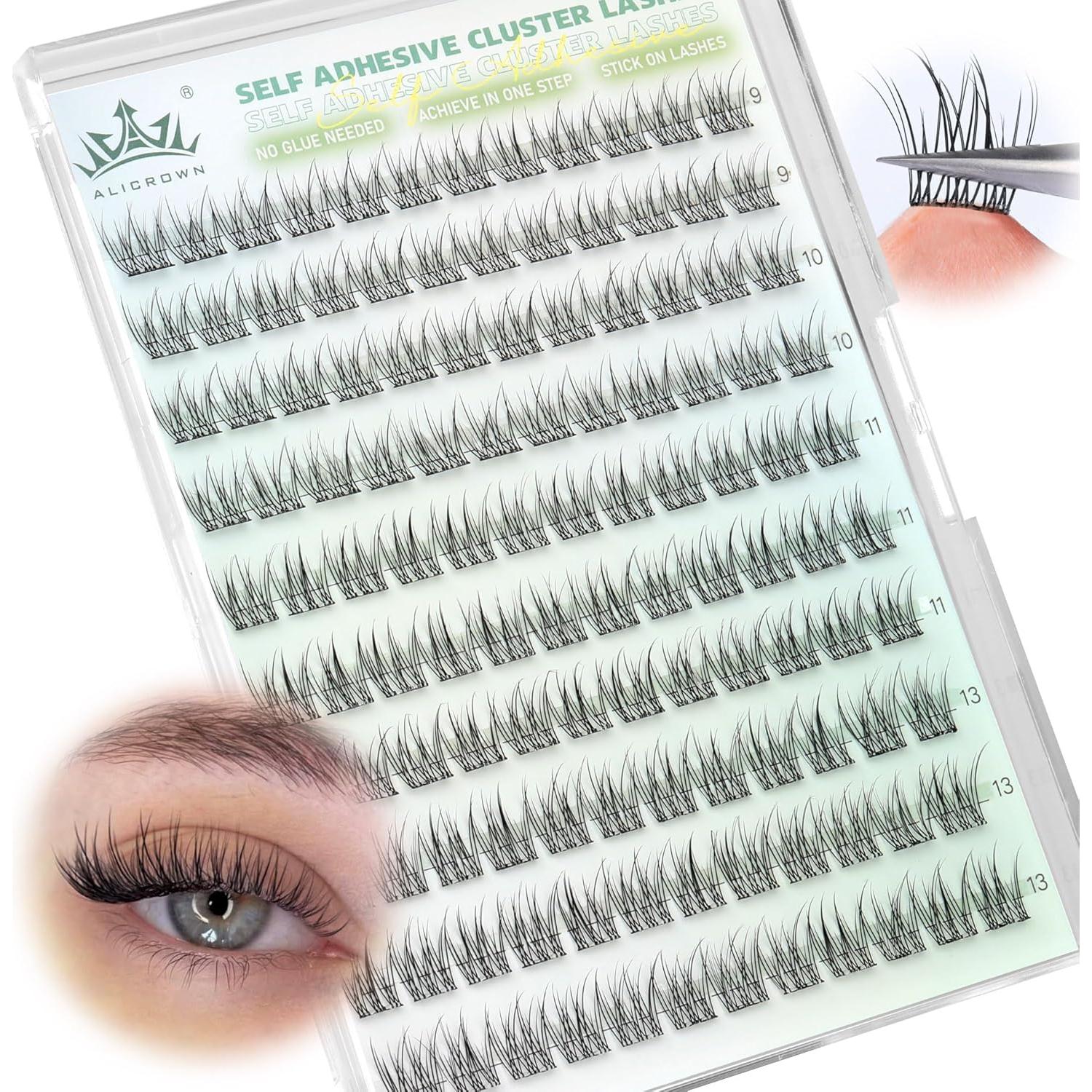 Grupos de Pestañas Autoadhesivas ALICROWN 120Pcs Multi-Largo