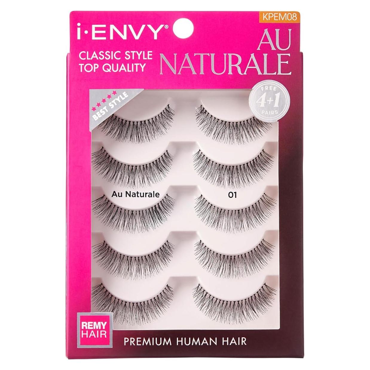 Pestañas Postizas KISS iENVY Au Naturale 5 Pares 100% Cabello Humano