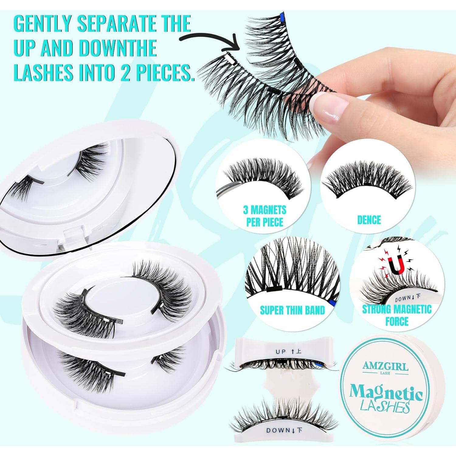 Kit de Pestañas Magnéticas AMZGIRL - 2 Pares Reutilizables