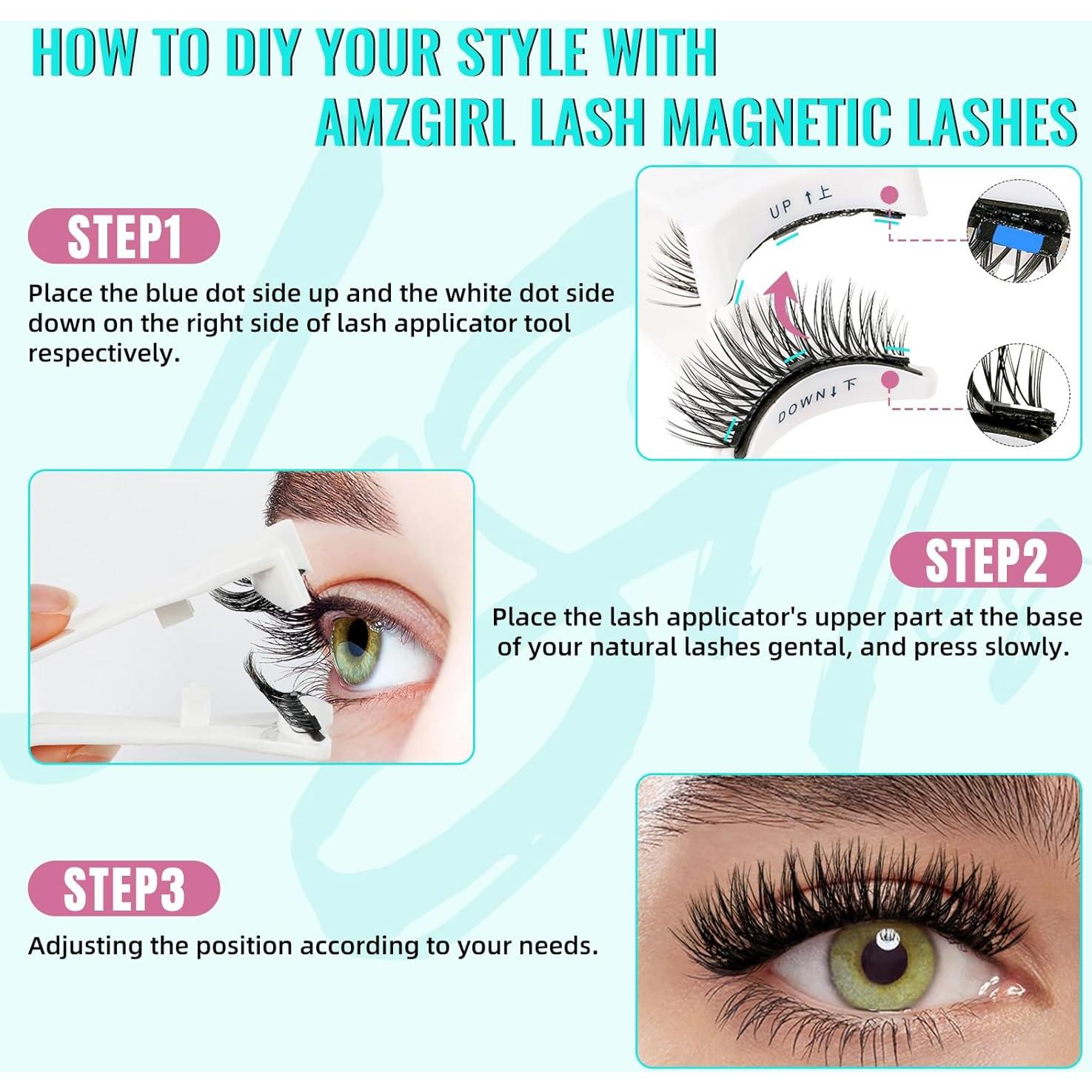 Kit de Pestañas Magnéticas AMZGIRL - 2 Pares Reutilizables