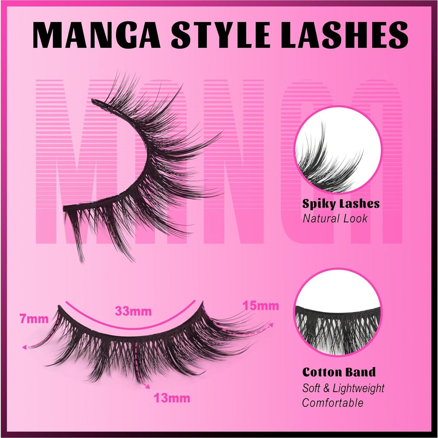 Kit de Pestañas Veleasha 7 Pares Ojos de Gato C Curl con Pegamento